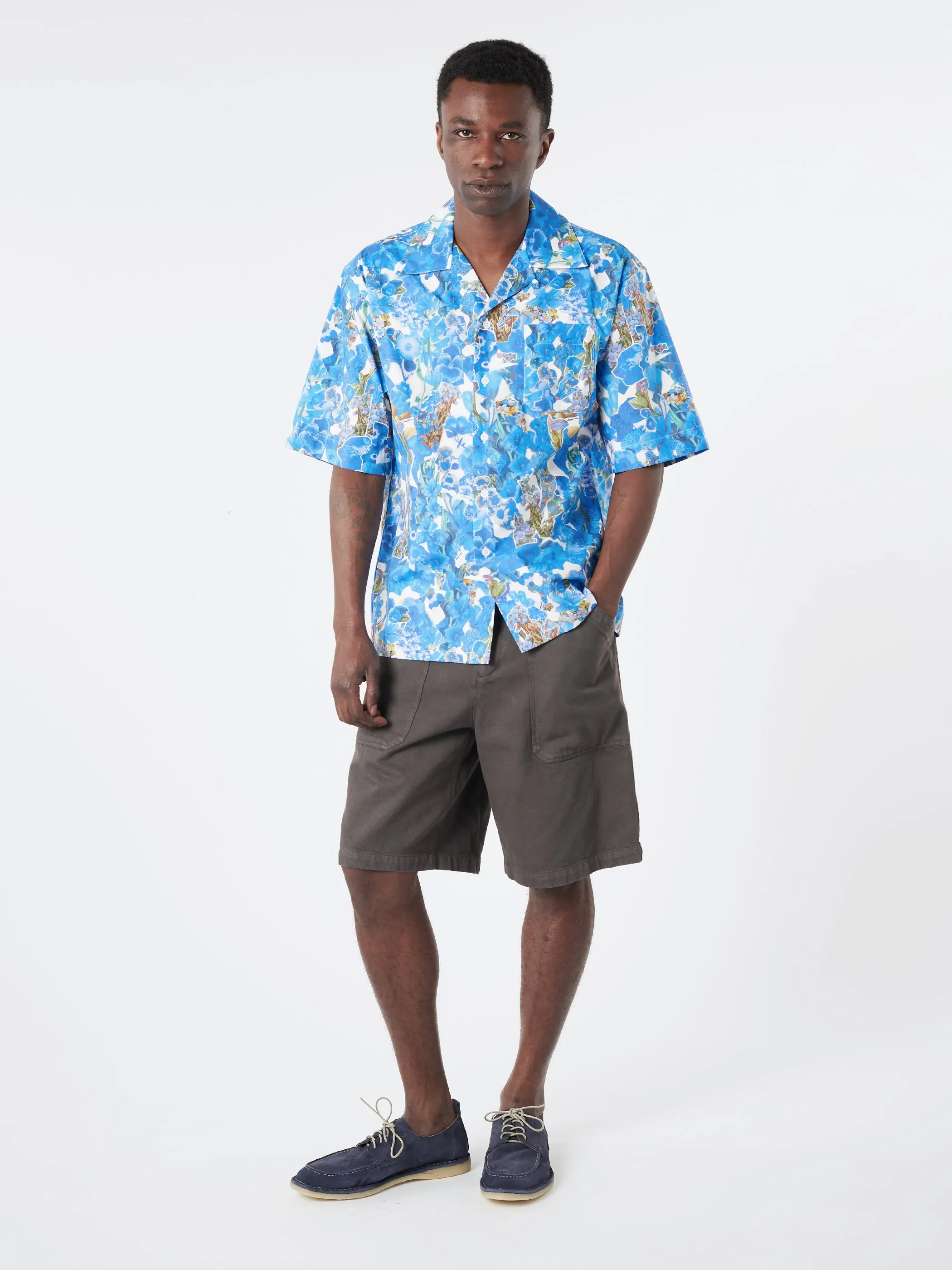 Poplin Bowling Shirt with Allegro Blues Print sold by gravitypope product image thumbnail 4