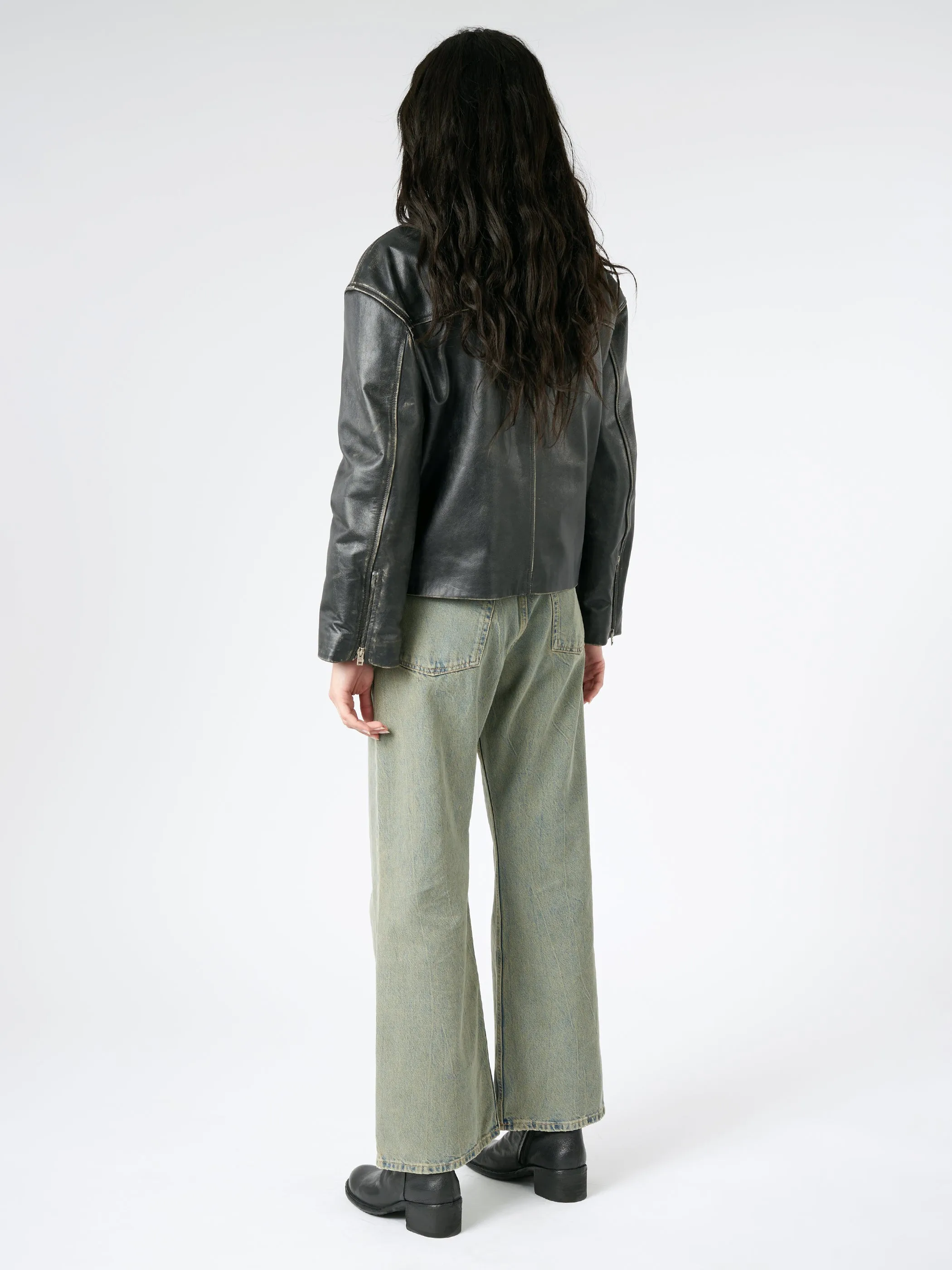 Sanded Leather Biker Jacket sold by gravitypope product image thumbnail 3