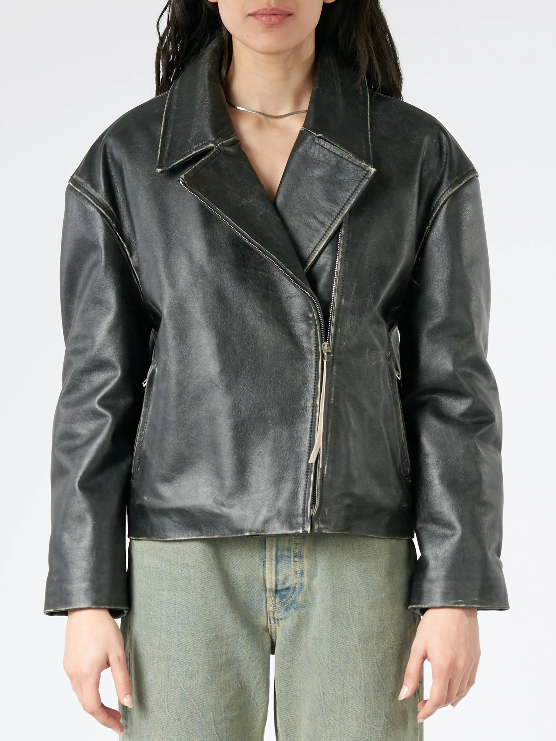 Sanded Leather Biker Jacket sold by gravitypope