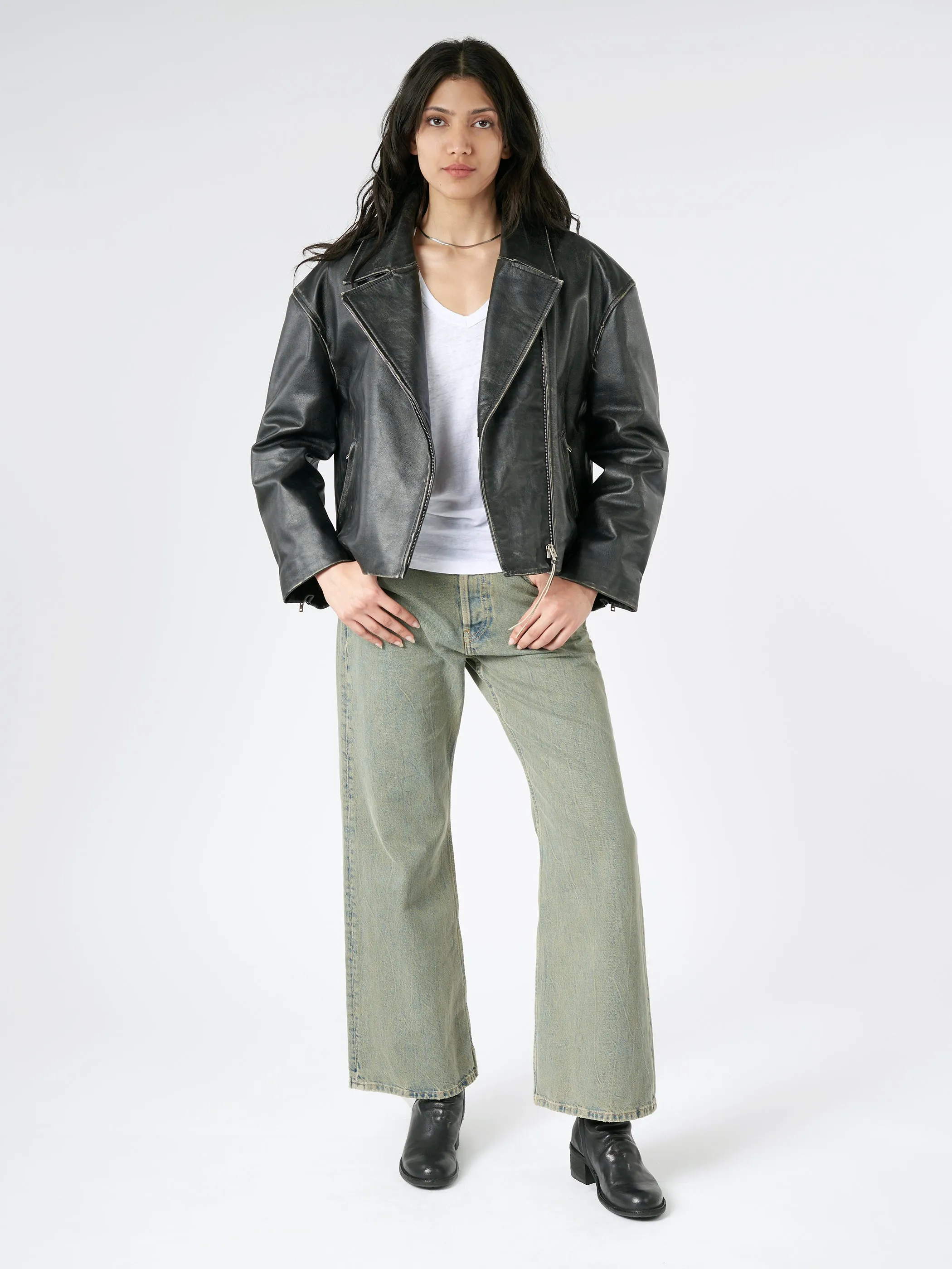 Sanded Leather Biker Jacket sold by gravitypope product image thumbnail 4