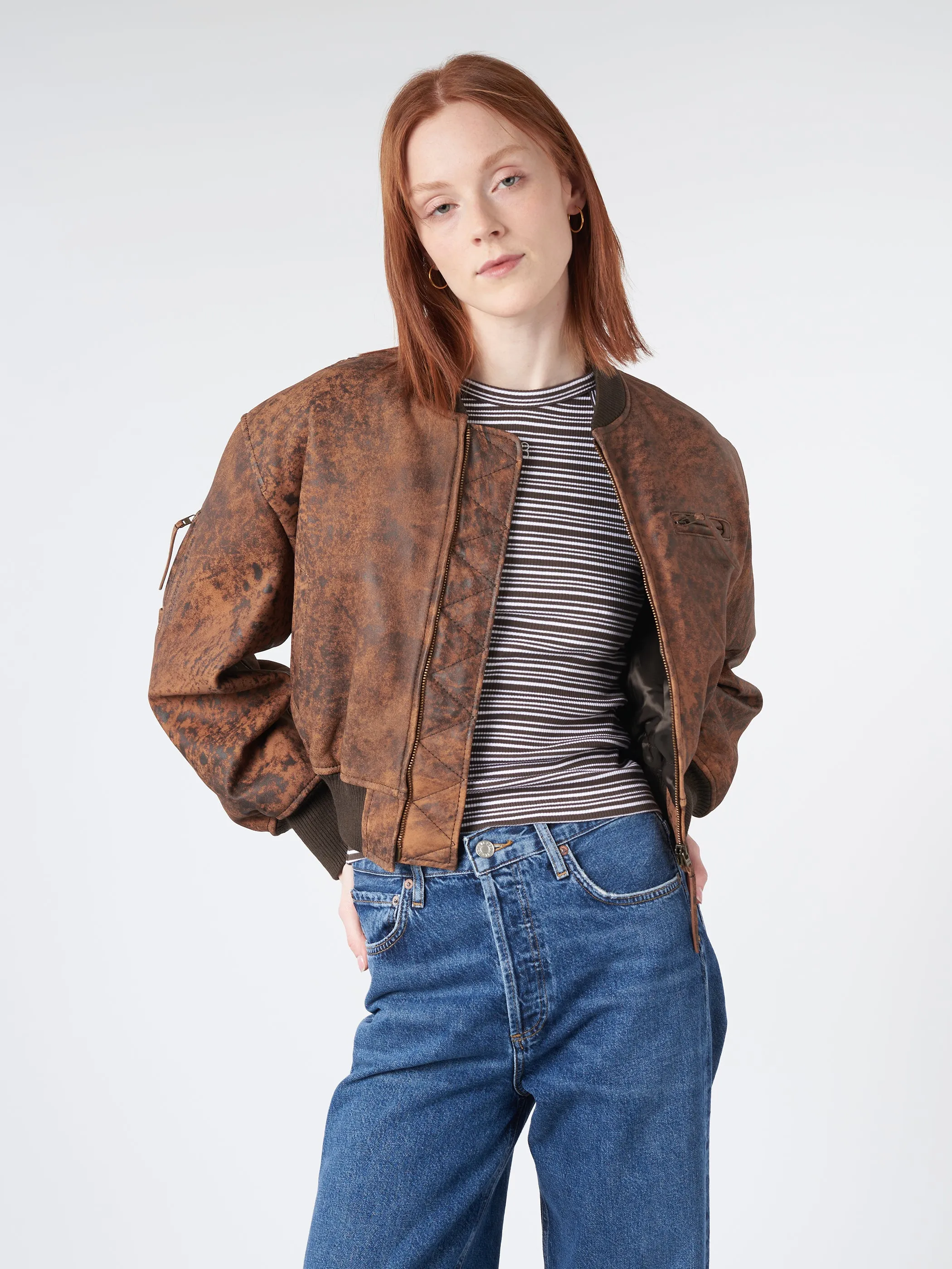 Leather Bomber Jacket sold by gravitypope product image thumbnail 2