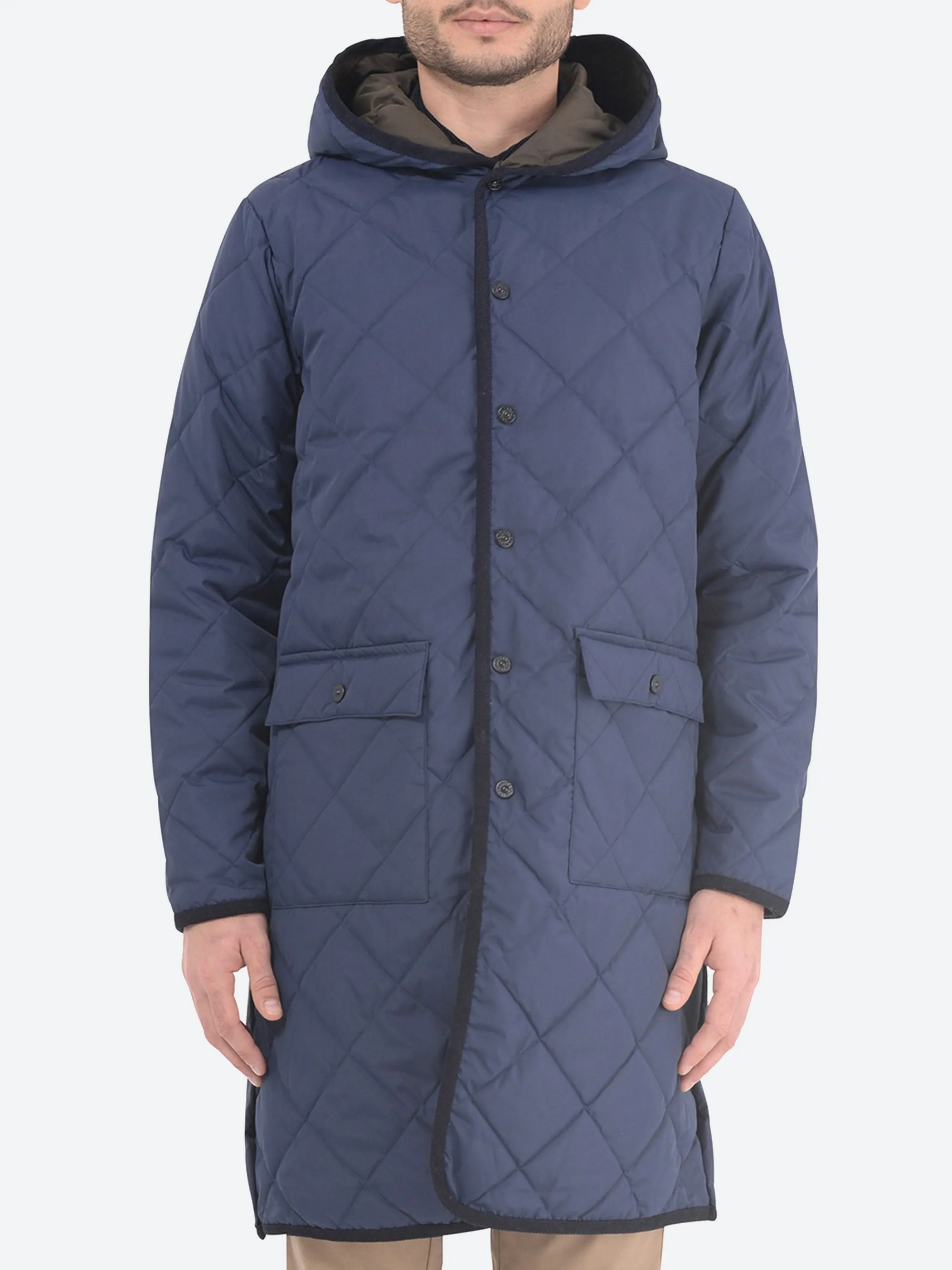 Piping Hood Long Down Coat sold by gravitypope