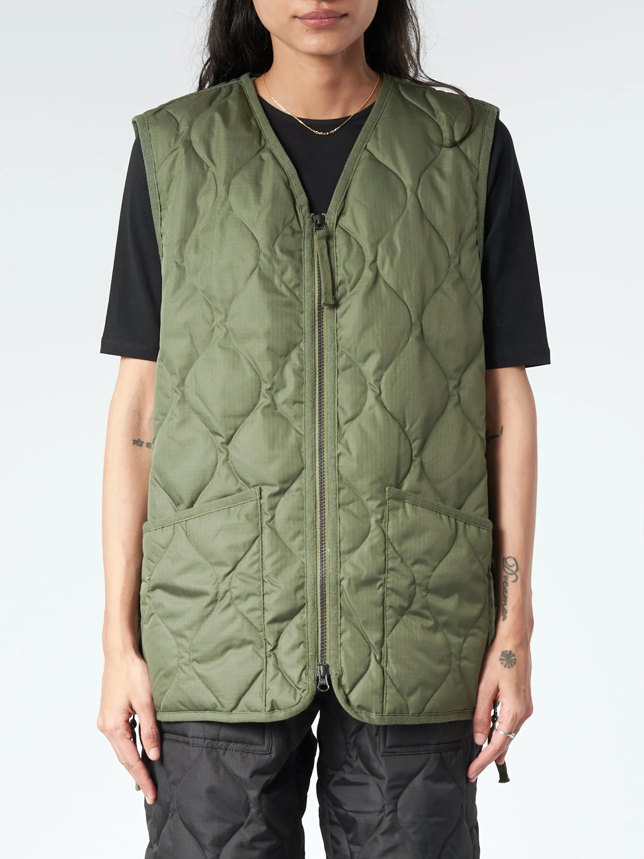 Military V-Neck Zip Down Vest sold by gravitypope