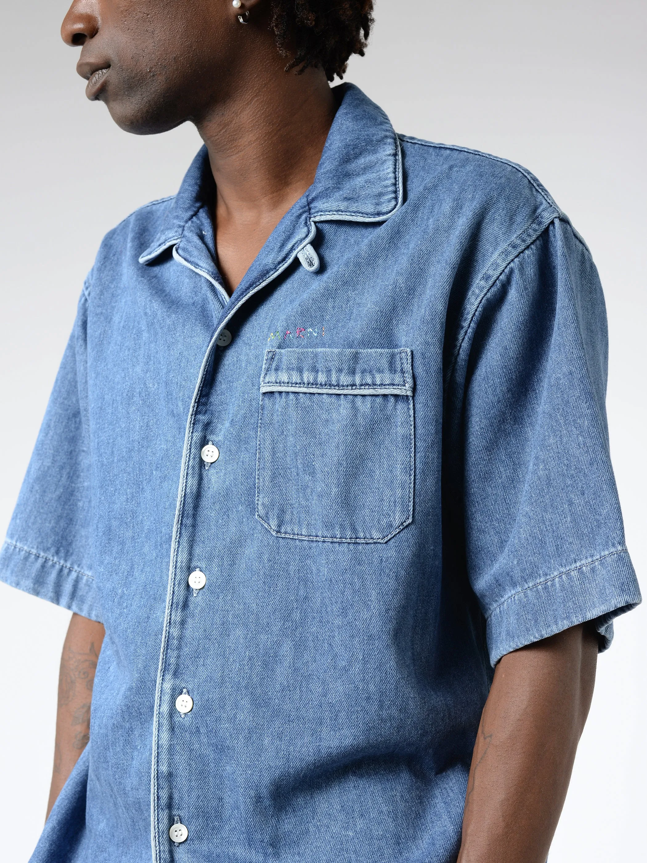 Short Sleeve Denim Shirt sold by gravitypope product image thumbnail 2