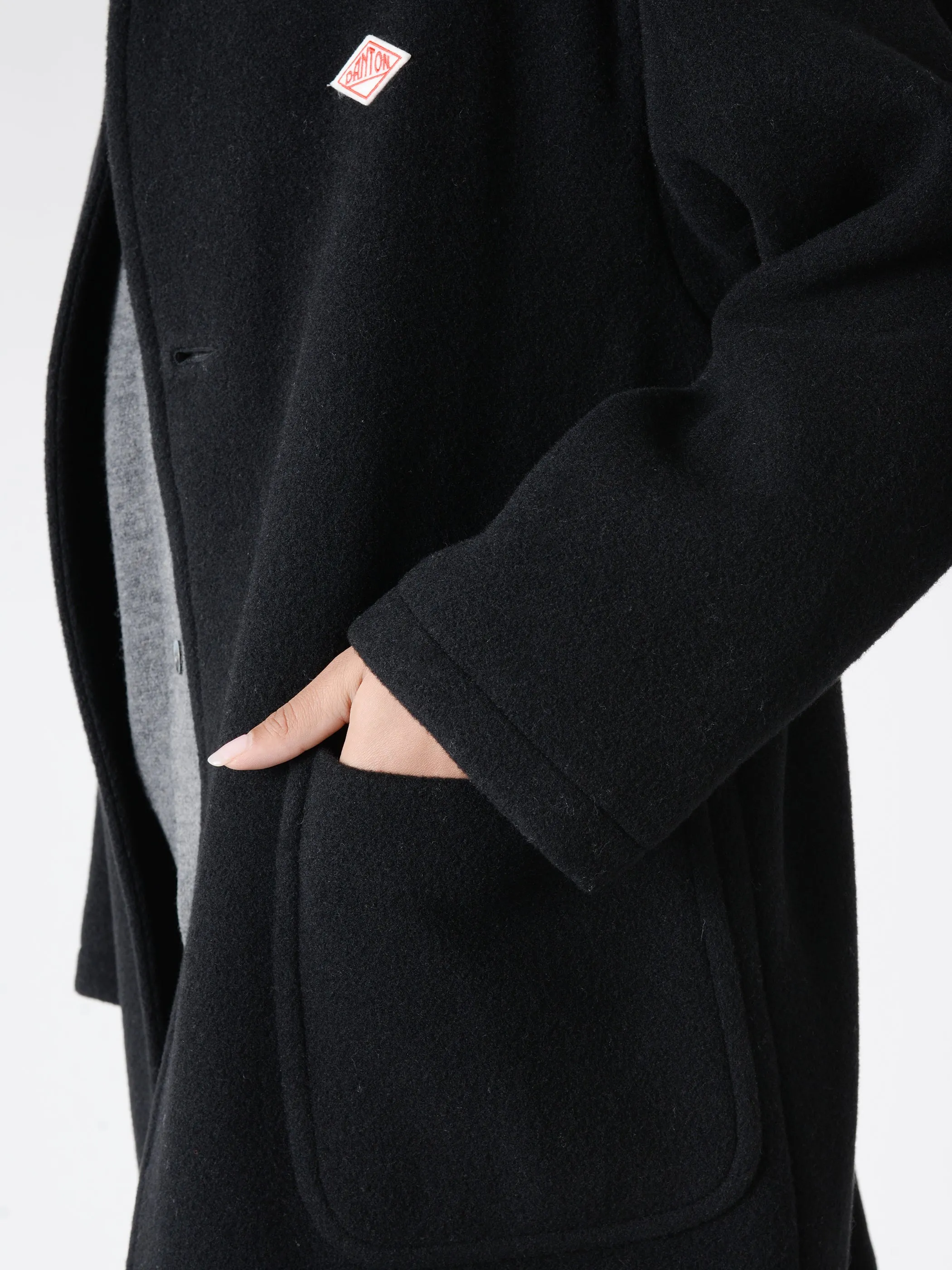 Women's Wool Light Pile Collarless Crew Neck Coat sold by gravitypope product image thumbnail 3