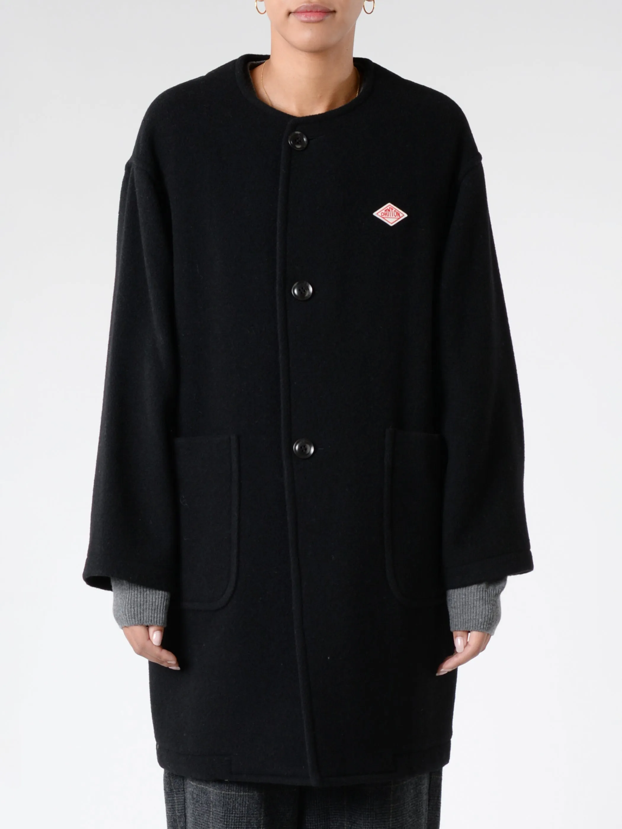 Women's Wool Light Pile Collarless Crew Neck Coat sold by gravitypope