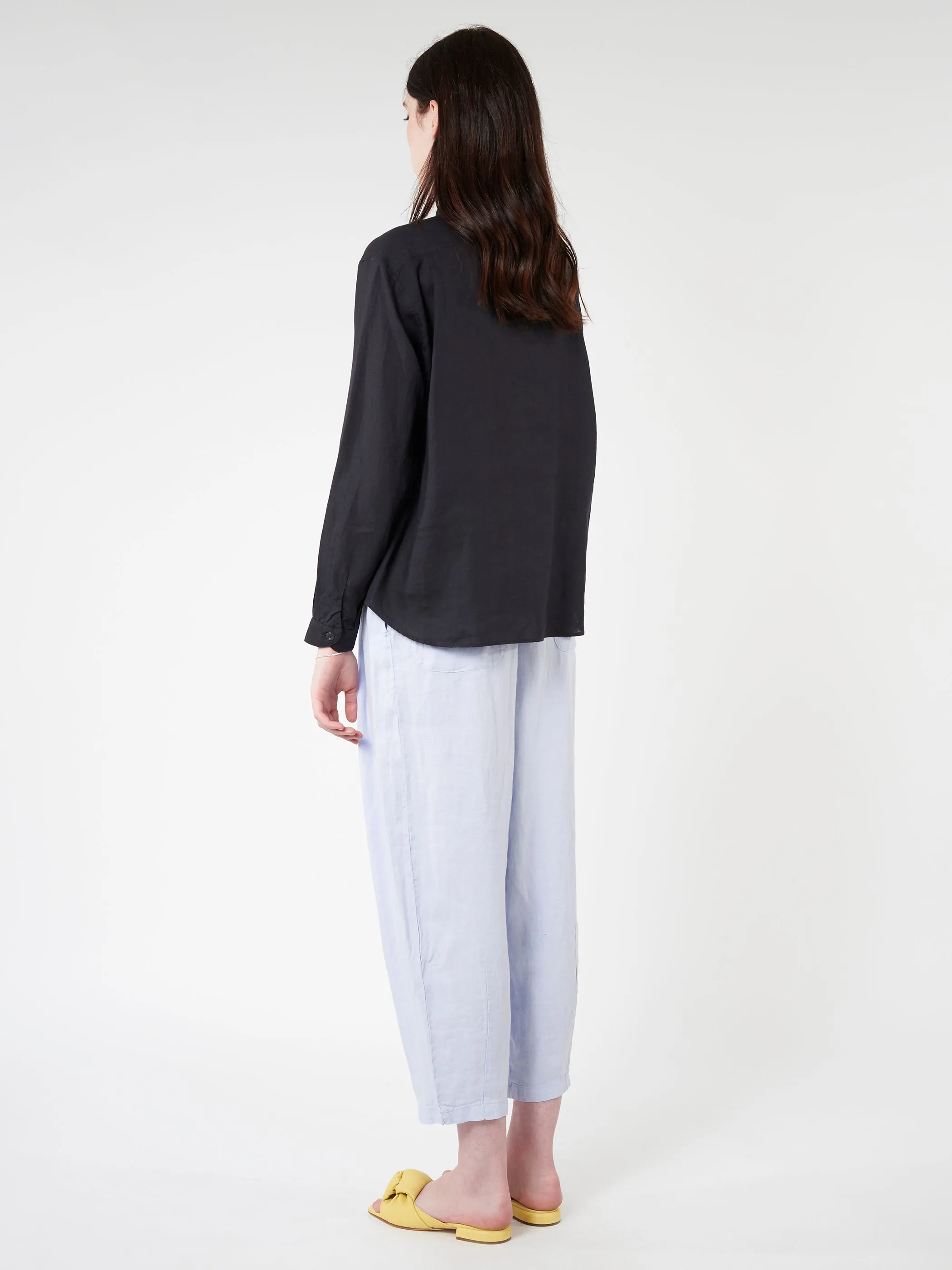 Women's Linen Band Collar Shirt sold by gravitypope product image thumbnail 3