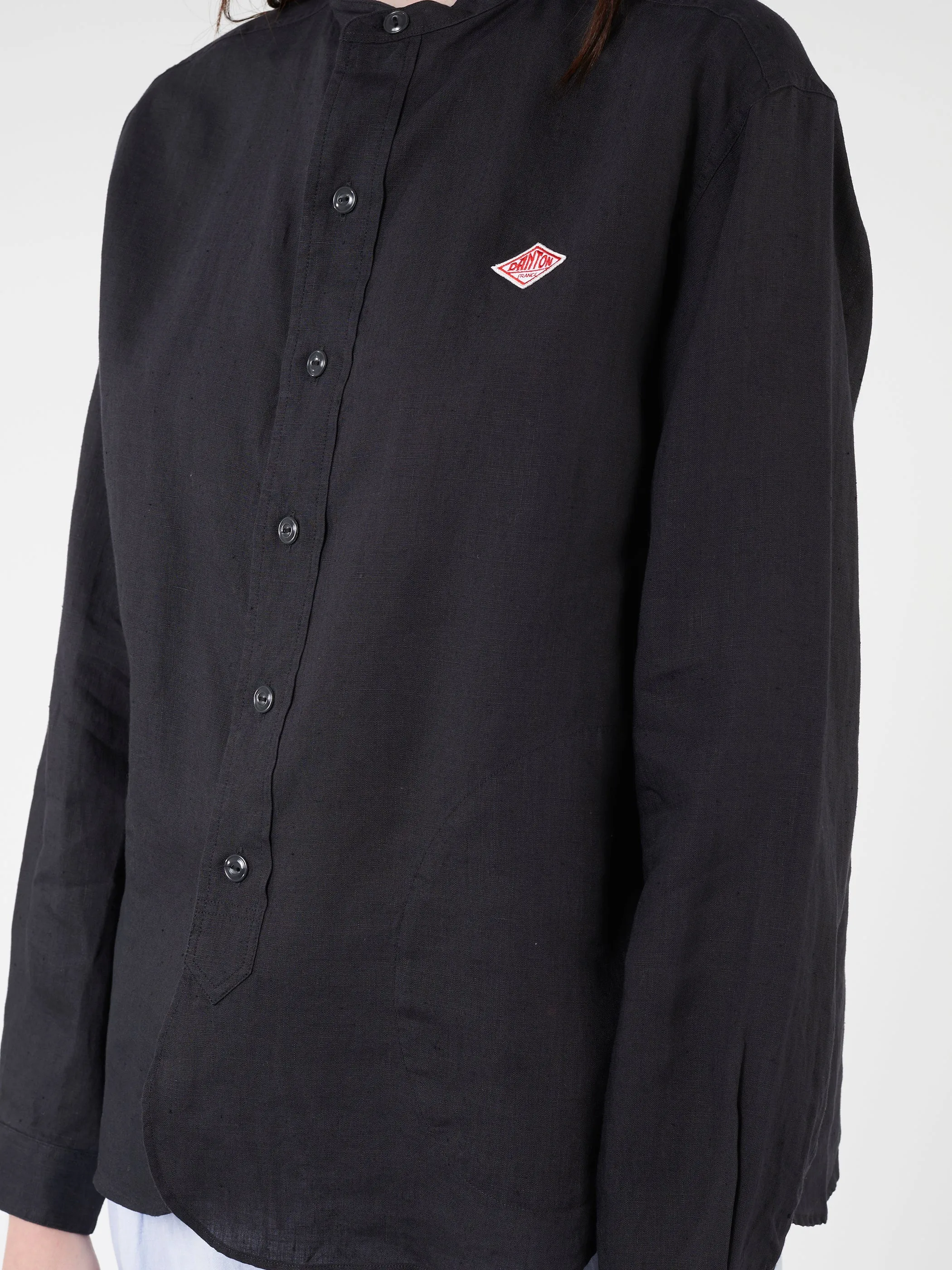 Women's Linen Band Collar Shirt sold by gravitypope product image thumbnail 4