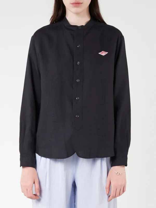 Women's Linen Band Collar Shirt sold by gravitypope