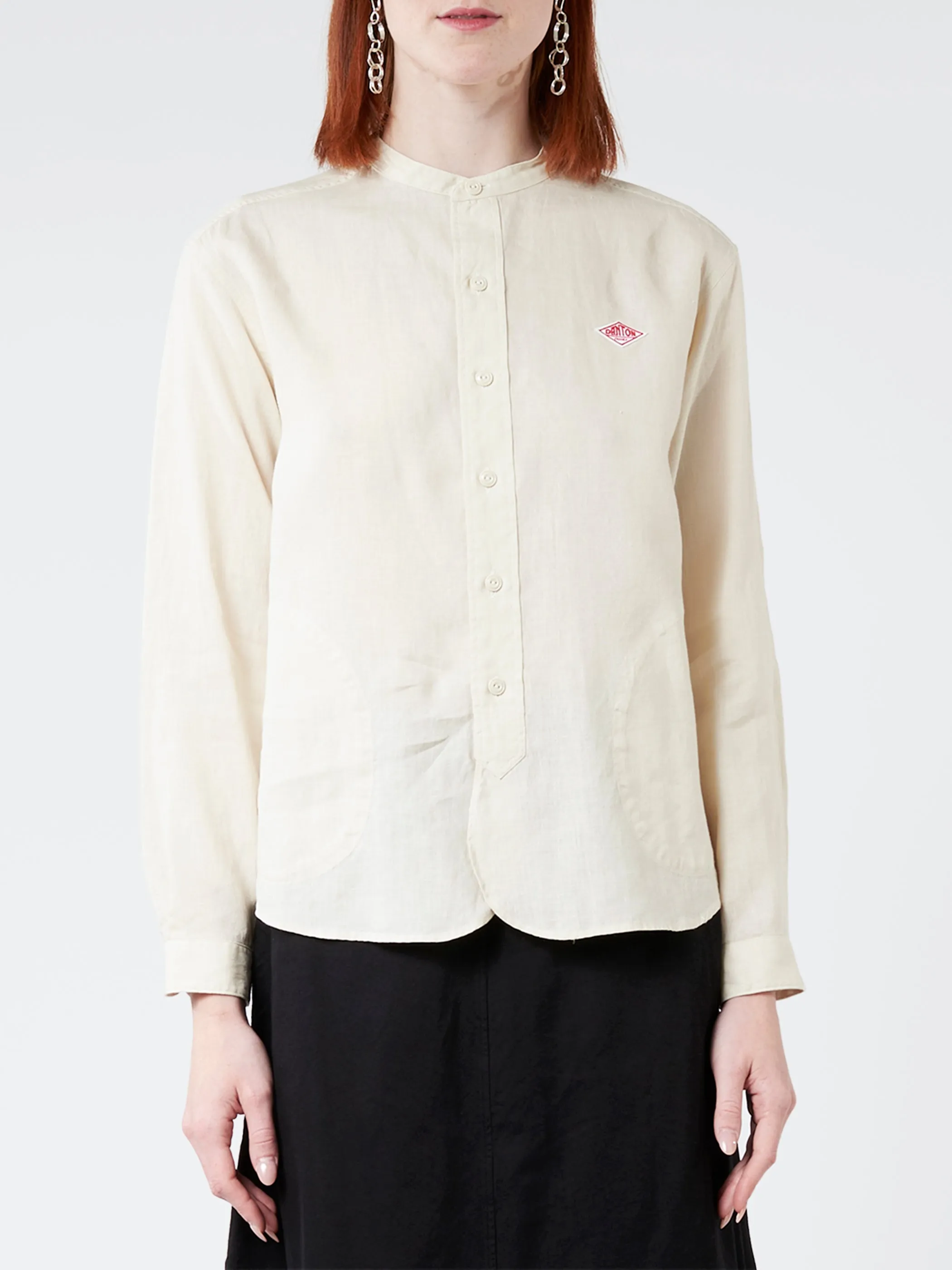 Women's Linen Band Collar Shirt sold by gravitypope
