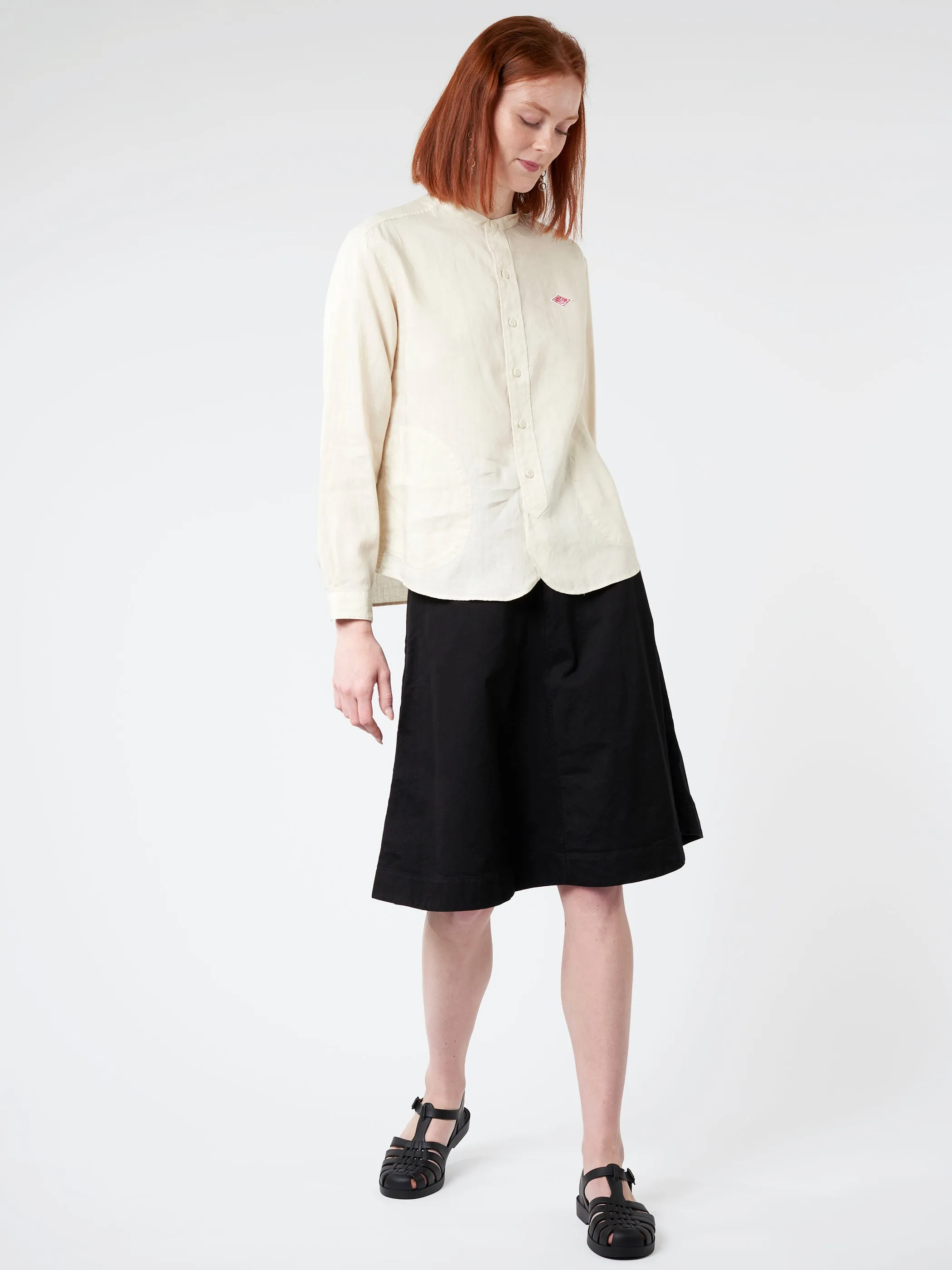 Women's Linen Band Collar Shirt sold by gravitypope product image thumbnail 3