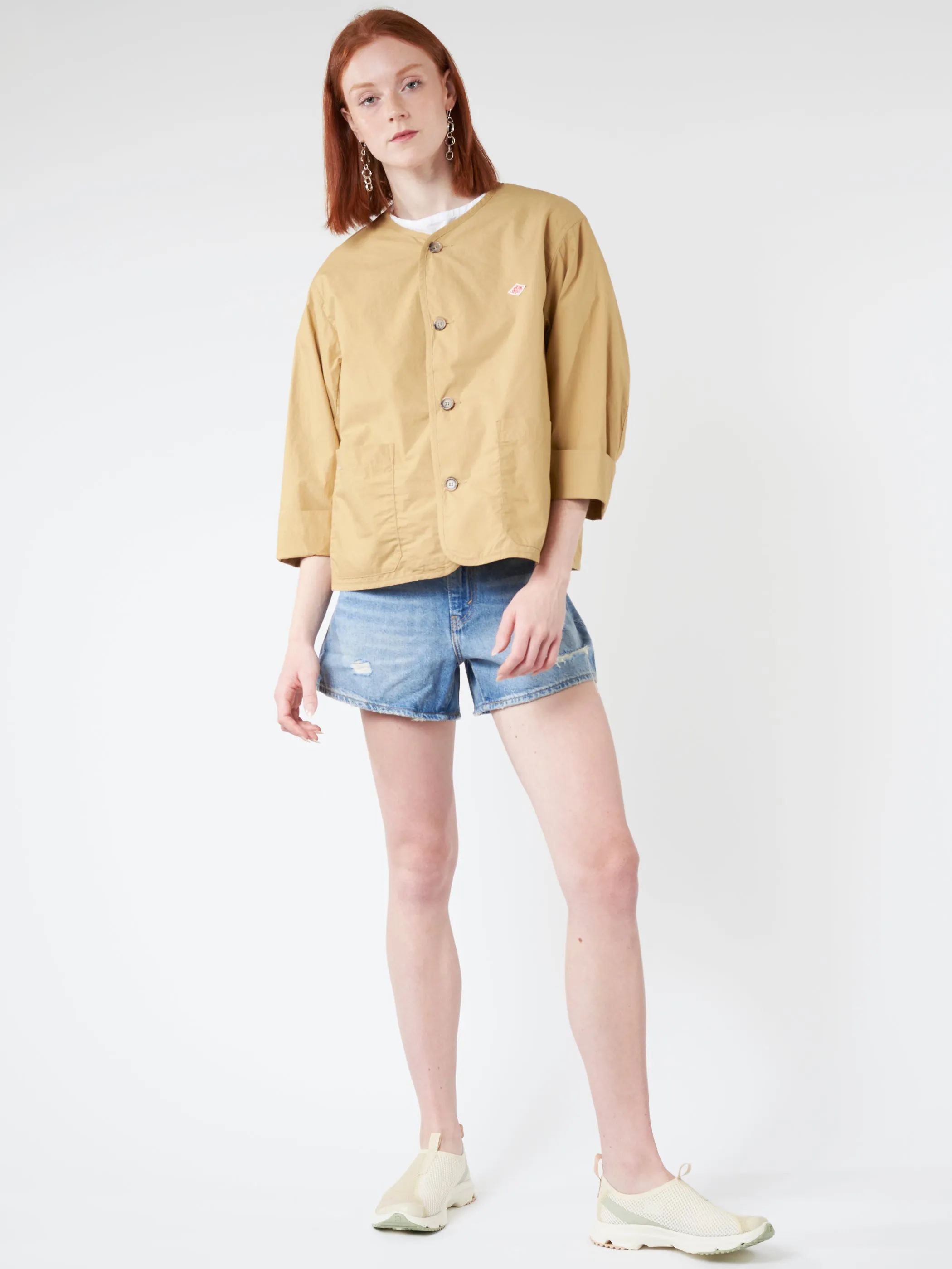 Women's Cotton Weather Collarless Short Jacket sold by gravitypope product image thumbnail 2