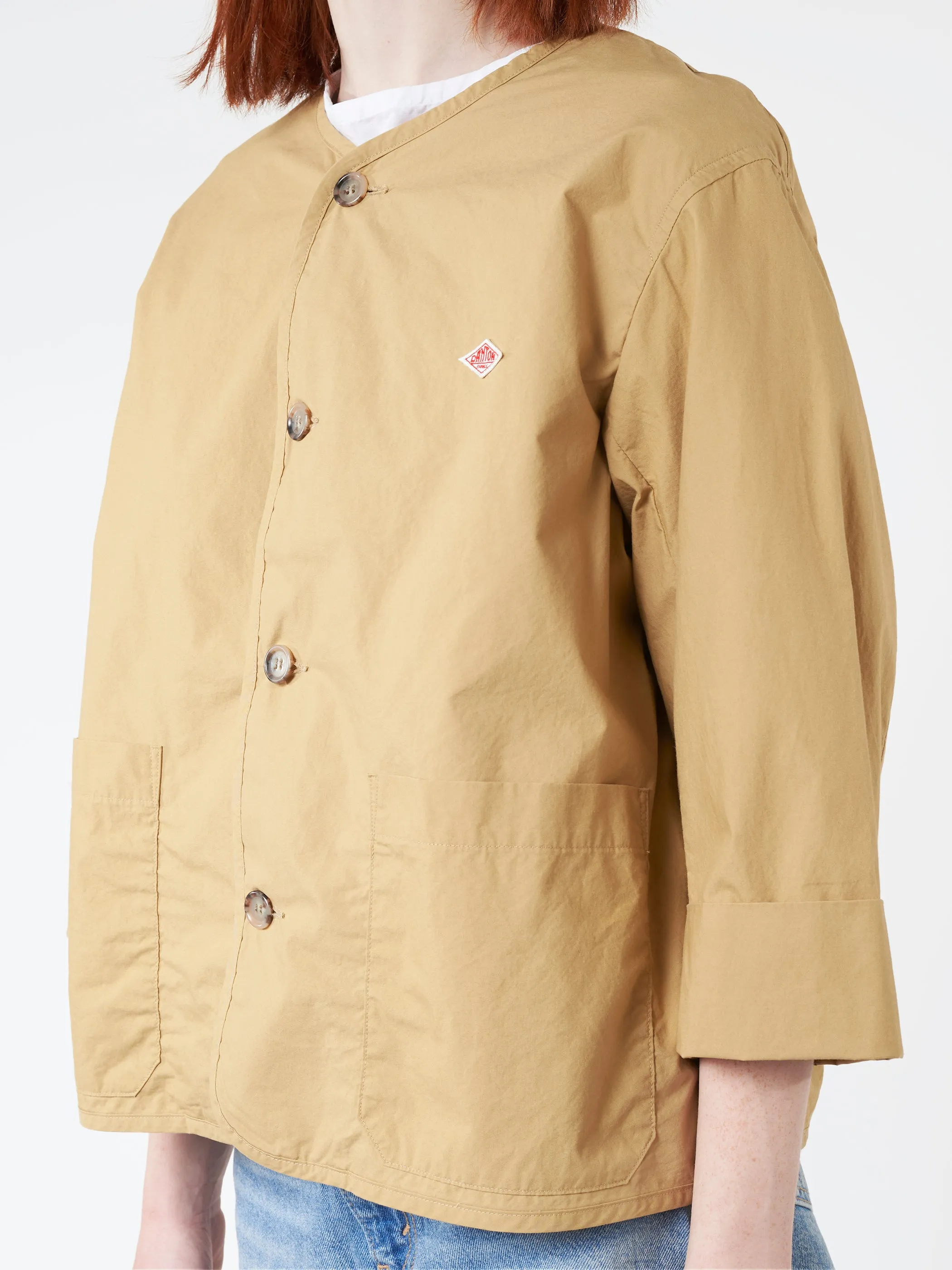 Women's Cotton Weather Collarless Short Jacket sold by gravitypope product image thumbnail 4