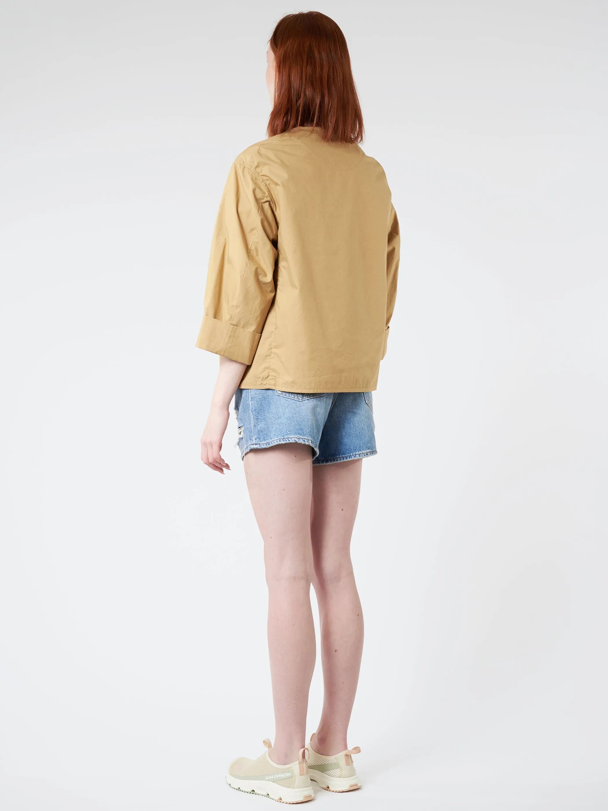 Women's Cotton Weather Collarless Short Jacket sold by gravitypope product image thumbnail 3