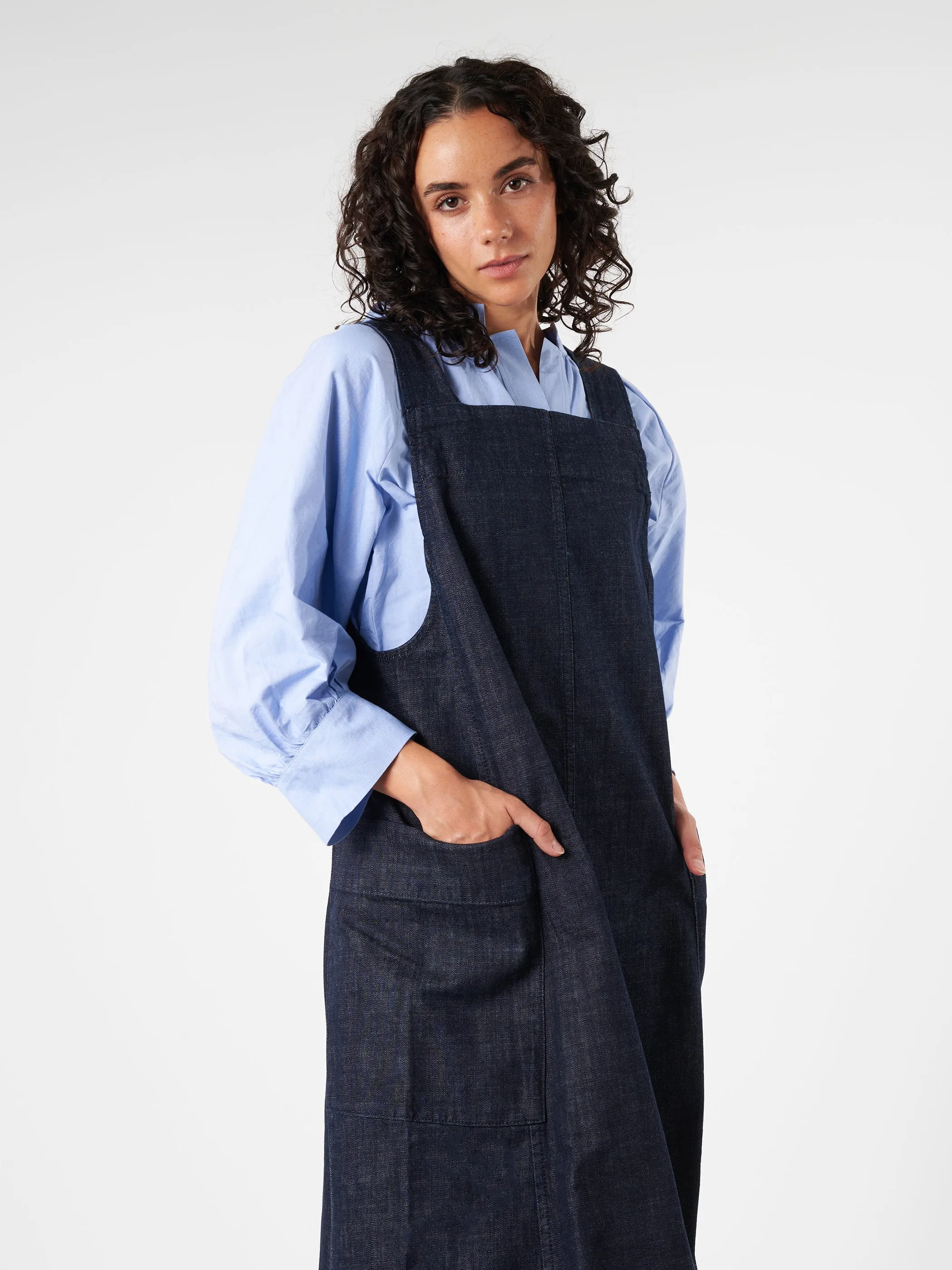 Indigo Denim Pinafore Dress sold by gravitypope product image thumbnail 4