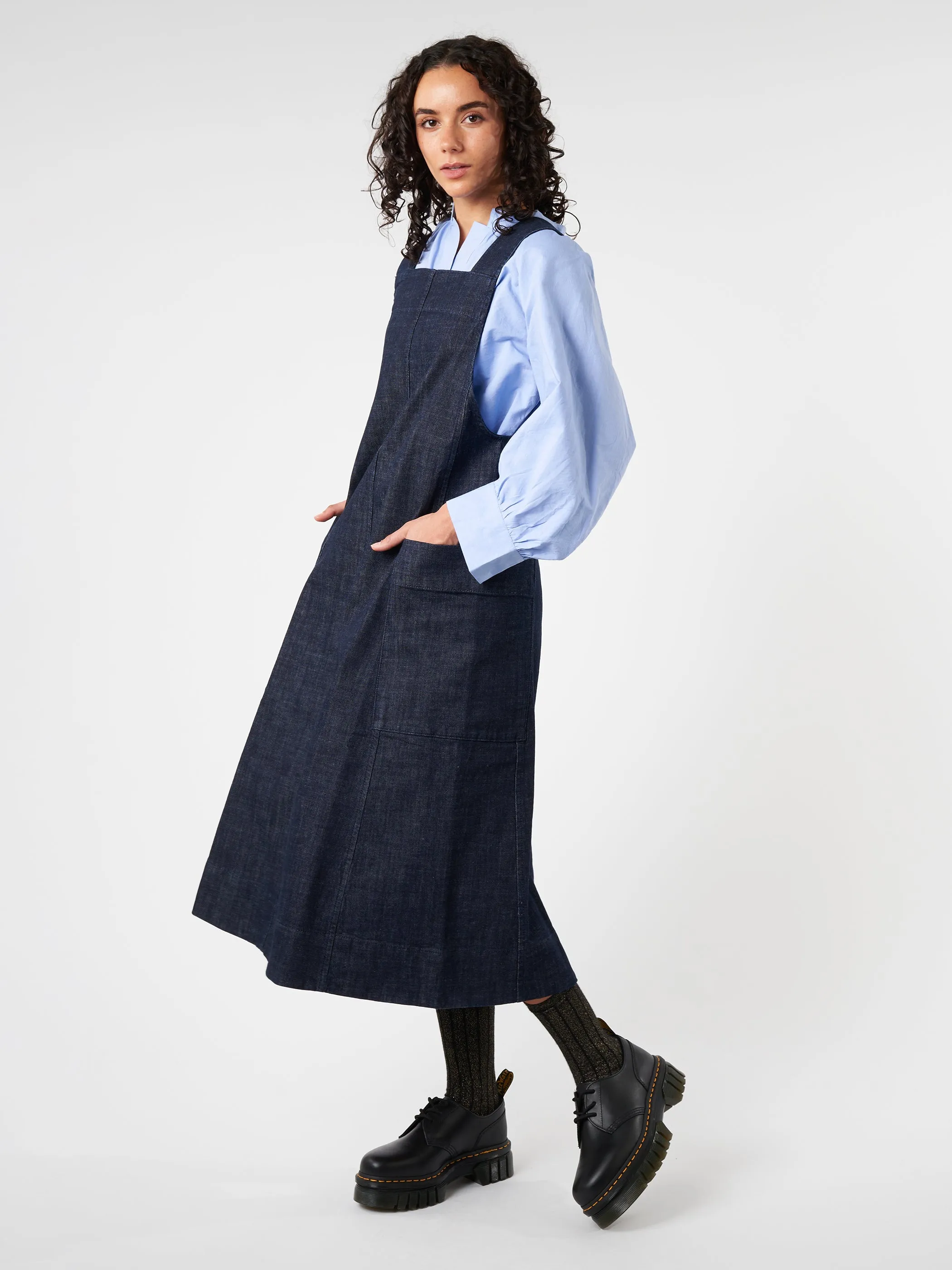 Indigo Denim Pinafore Dress sold by gravitypope product image thumbnail 2