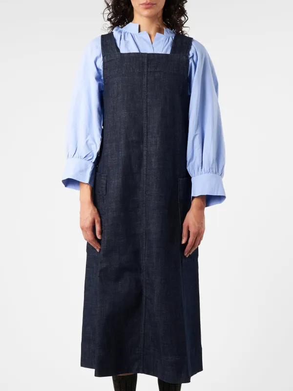 Indigo Denim Pinafore Dress sold by gravitypope