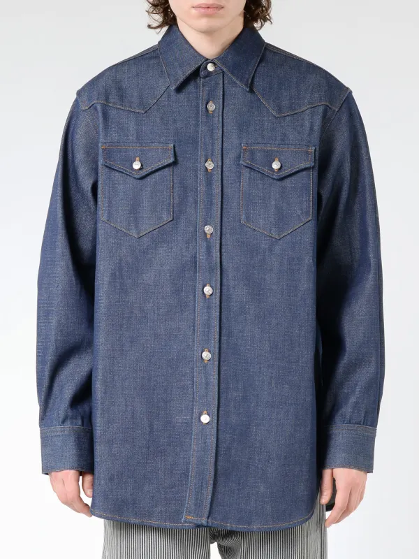 Denim Button-Up Shirt sold by gravitypope