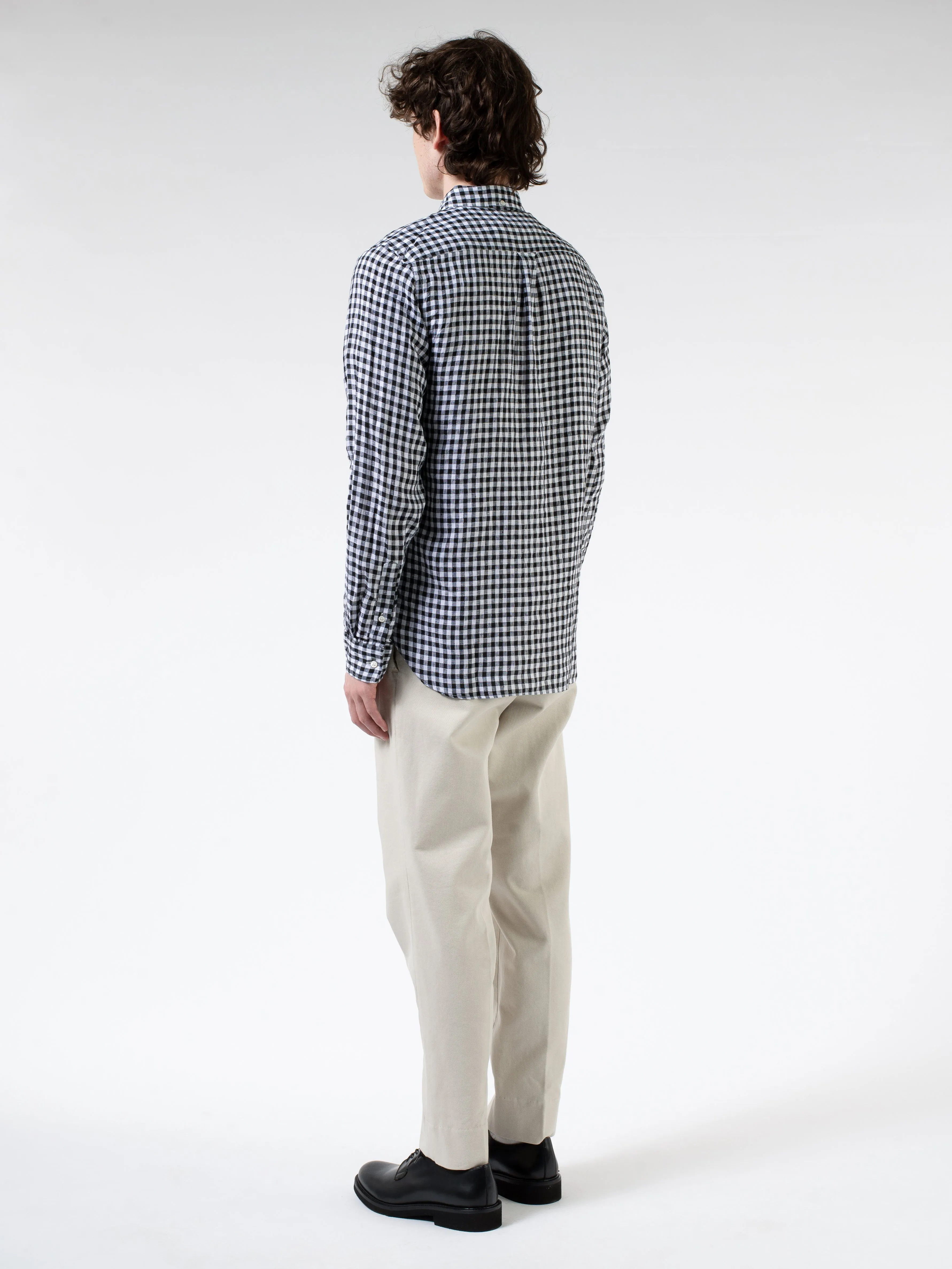 Linen Gingham Check Button-Down Shirt sold by gravitypope product image thumbnail 3