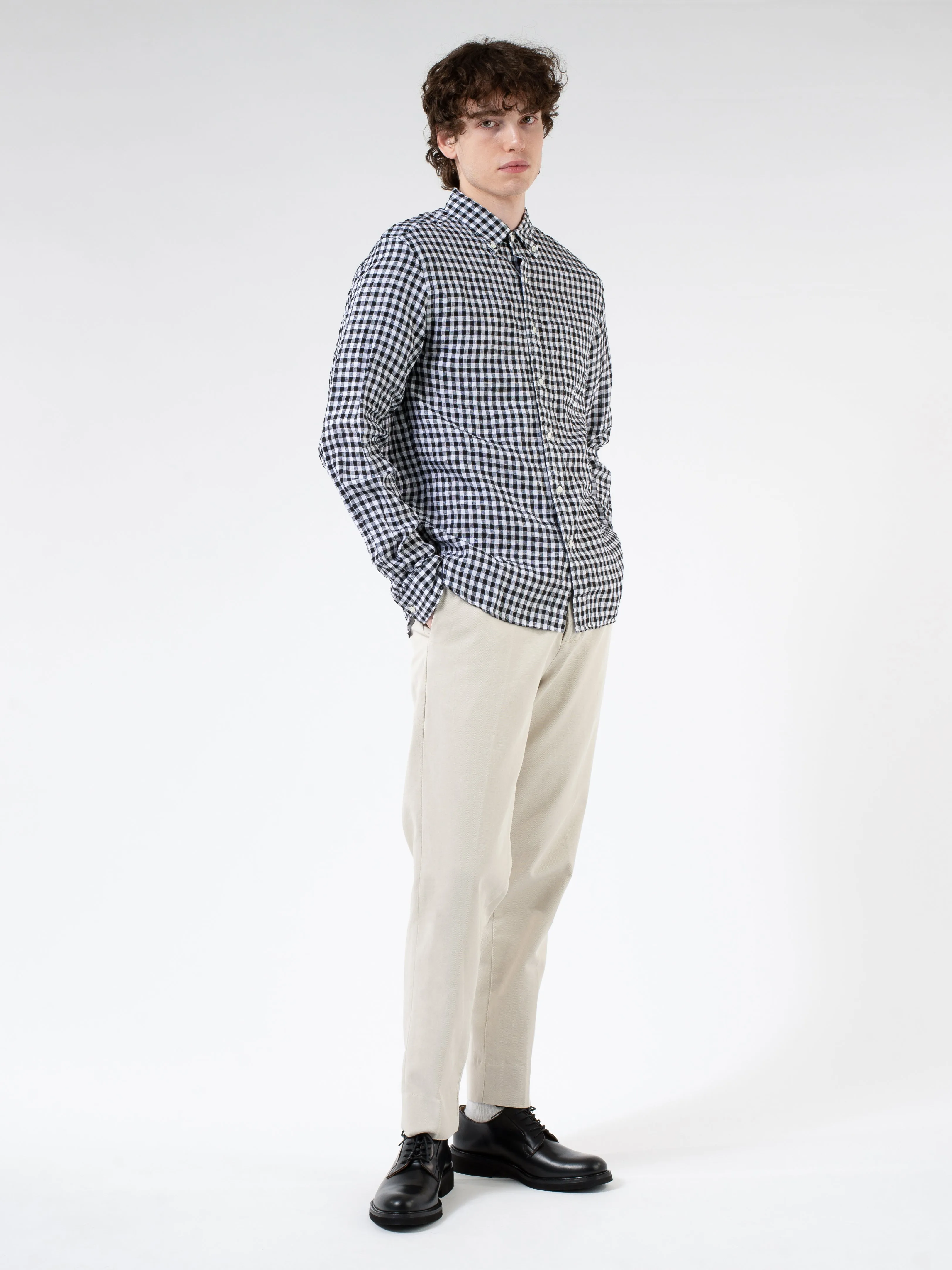 Linen Gingham Check Button-Down Shirt sold by gravitypope product image thumbnail 2