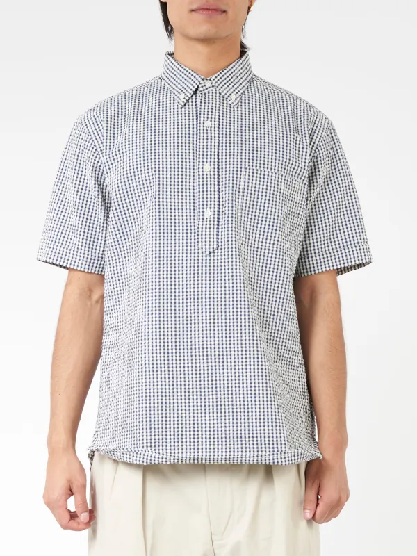 Seersucker Pullover Short Sleeve Button Down Shirt sold by gravitypope