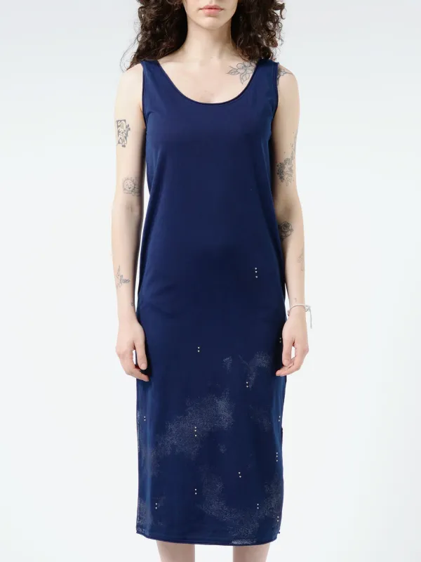 Knitted Foil Printed Indigo Hand Dyed Dress sold by gravitypope