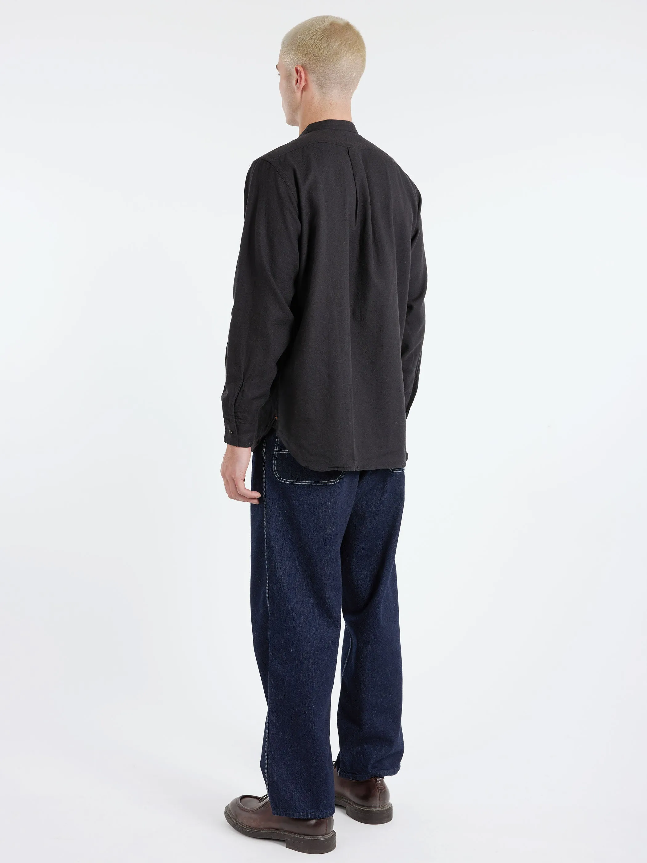 Linen Cotton Herringbone Band Collar Pullover Shirt sold by gravitypope product image thumbnail 3