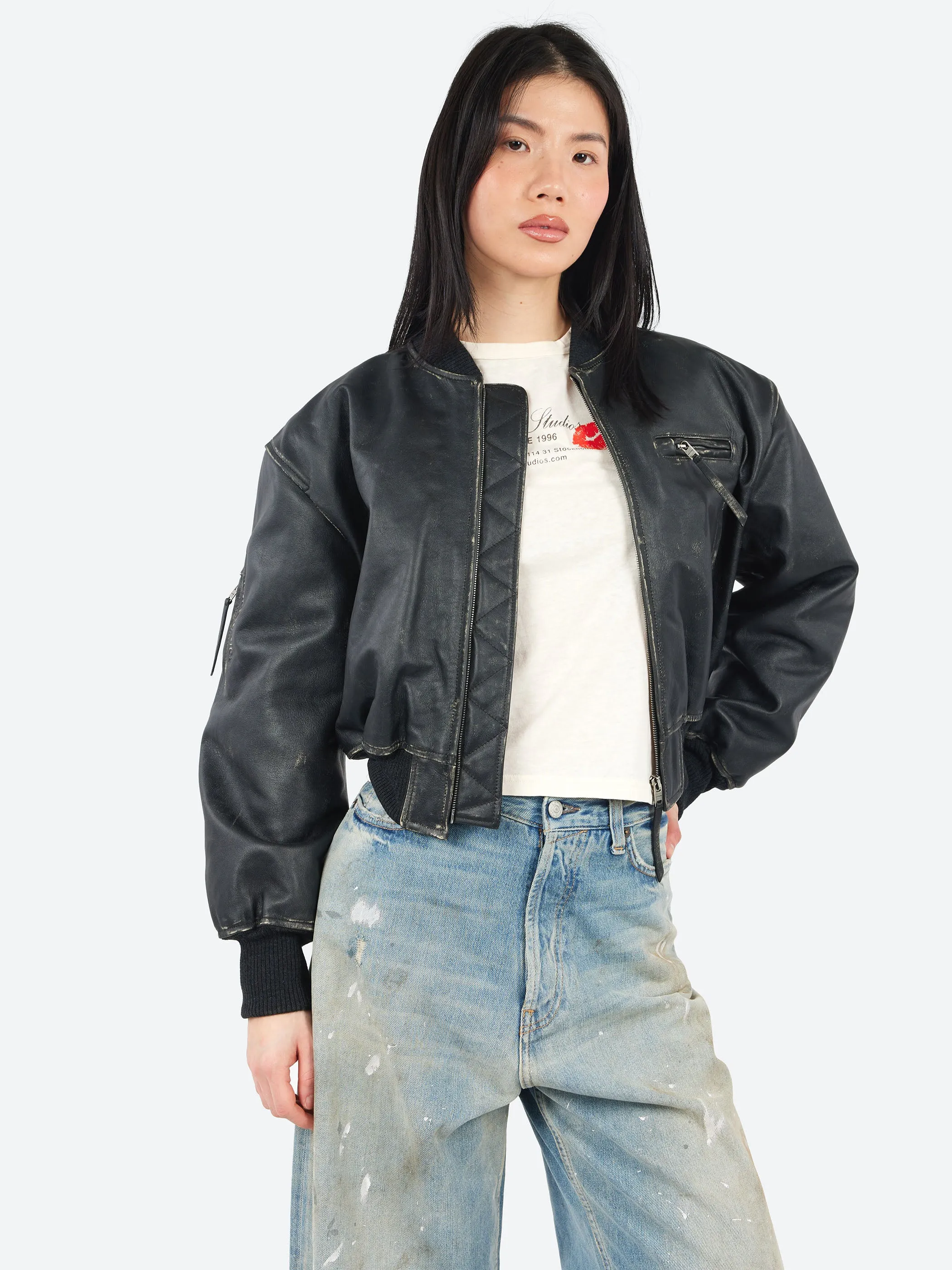 Leather Bomber Jacket sold by gravitypope product image thumbnail 4