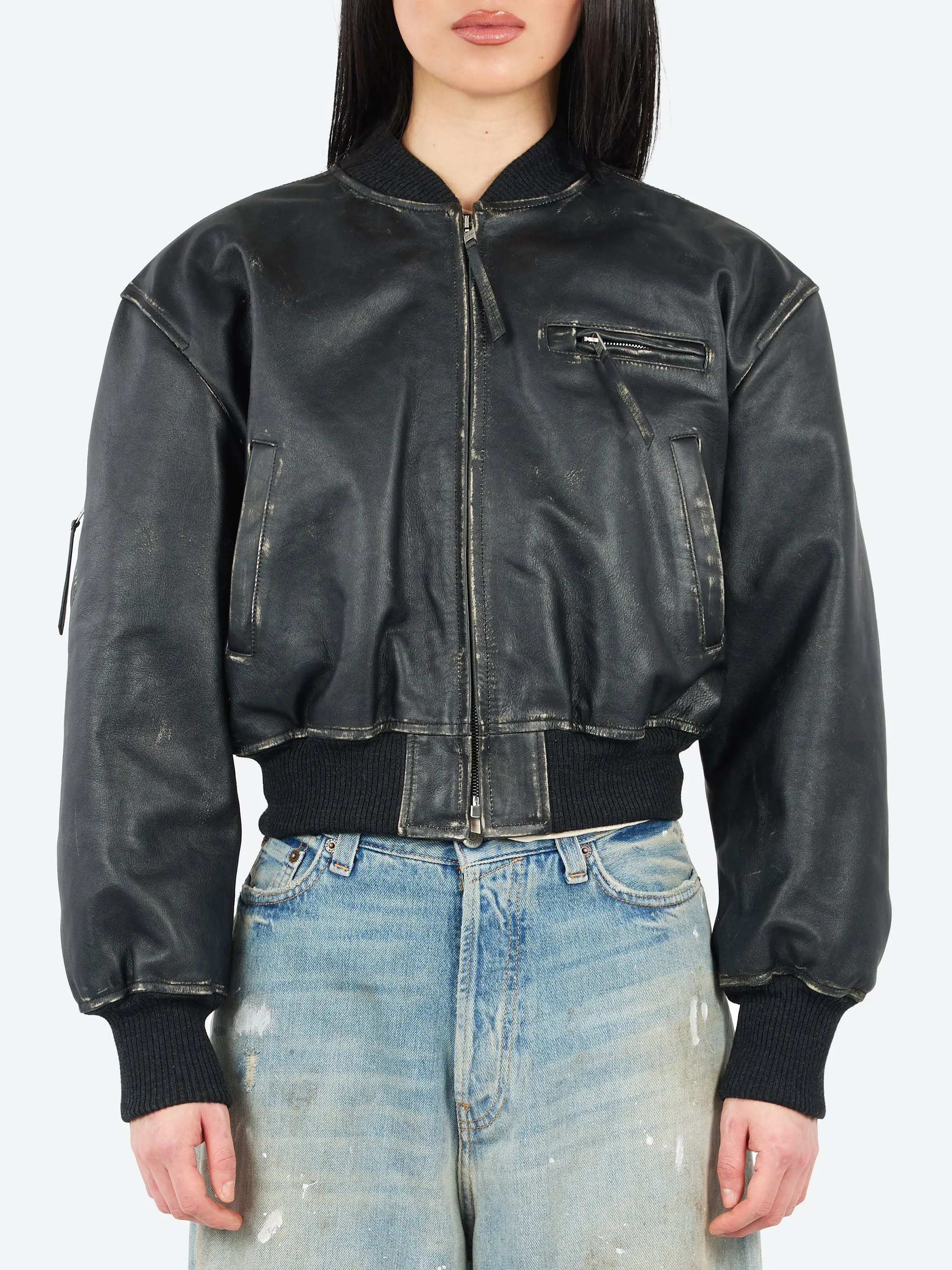 Leather Bomber Jacket sold by gravitypope