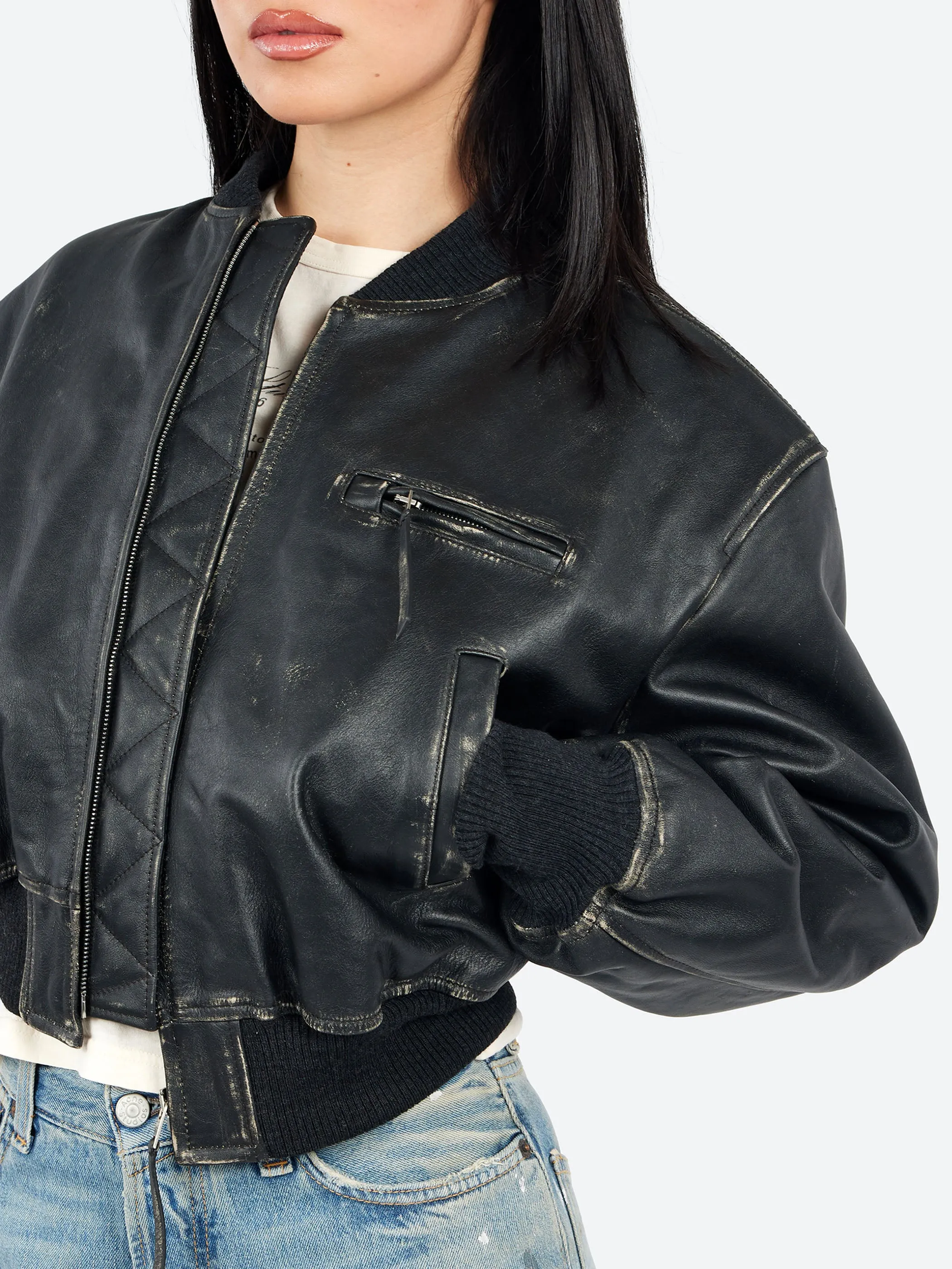 Leather Bomber Jacket sold by gravitypope product image thumbnail 5