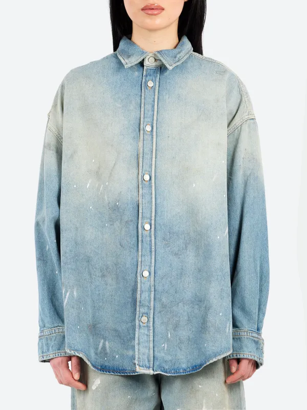 Denim Button-Up Shirt sold by gravitypope