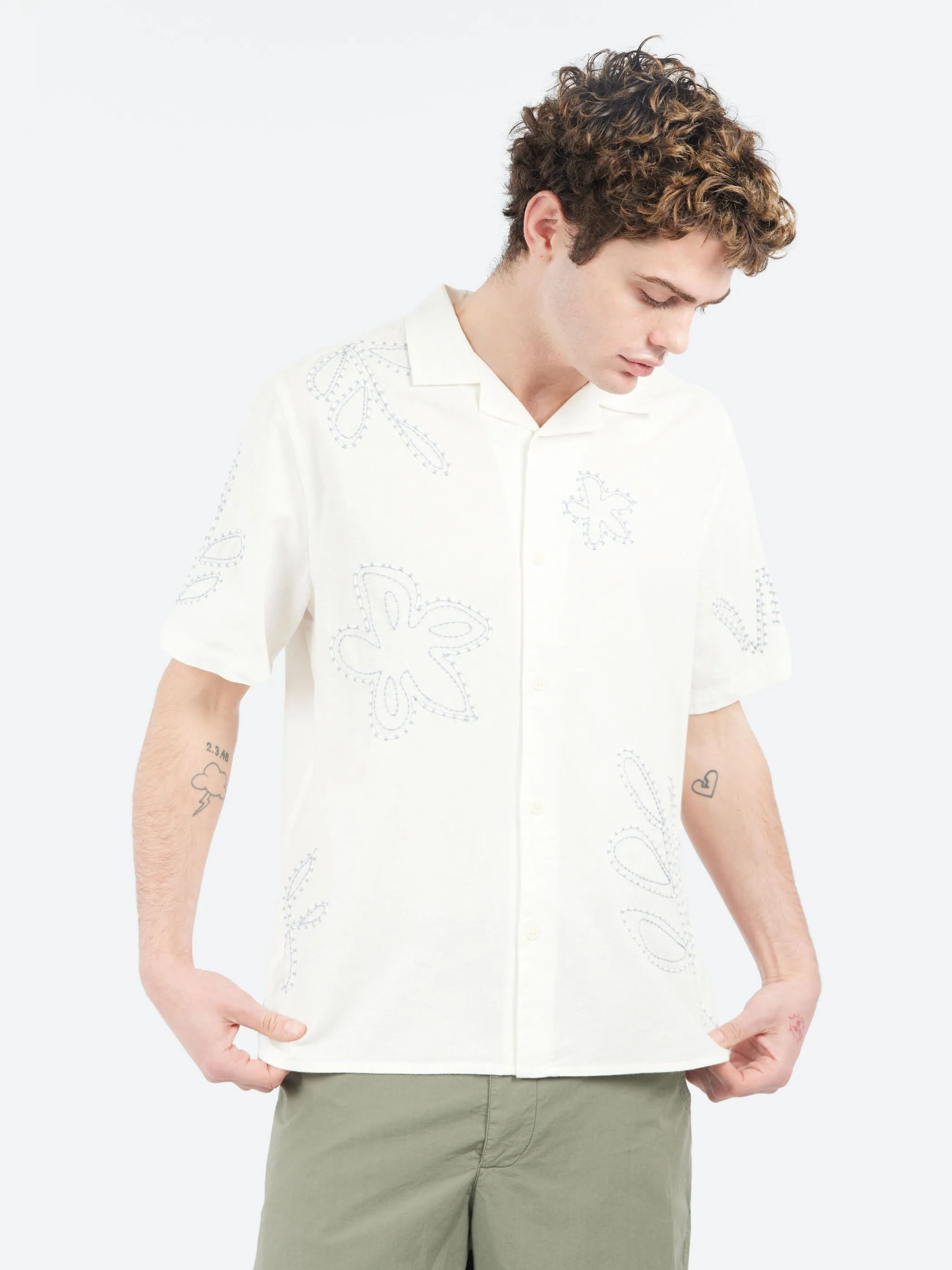 Didcot Floral Embroidered Short Sleeve Shirt sold by gravitypope product image thumbnail 4