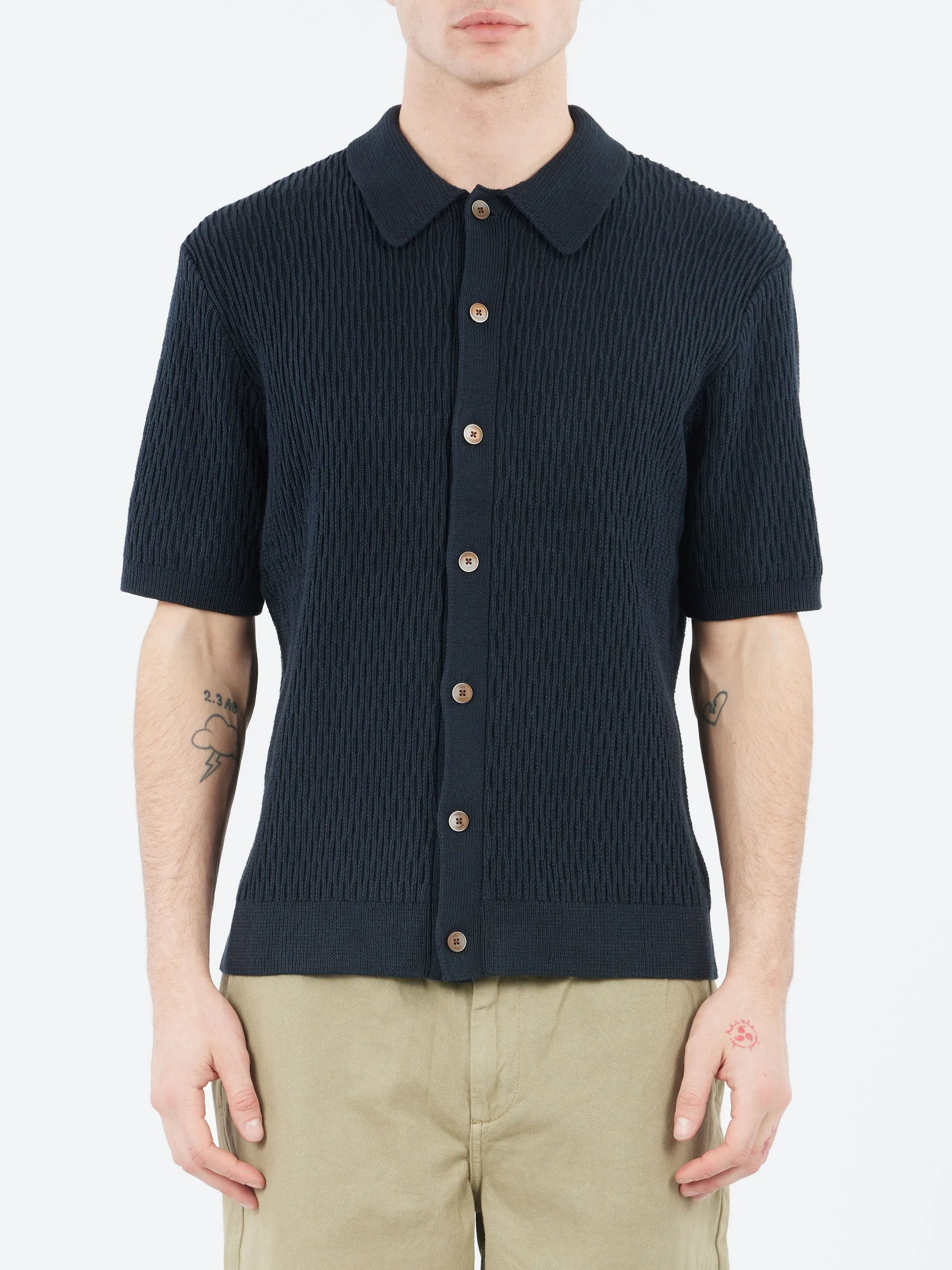 Tellaro Honeycomb Knitted Cotton Polo Shirt sold by gravitypope