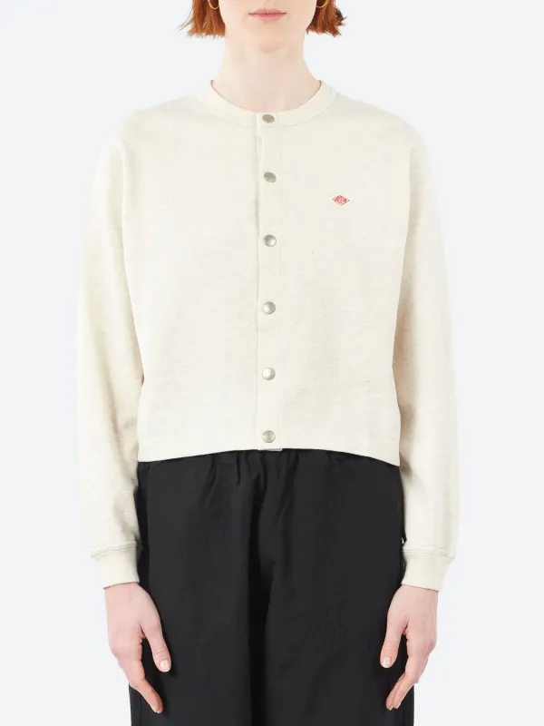 Women's Cotton Terry Crew Neck Cardigan made by Danton