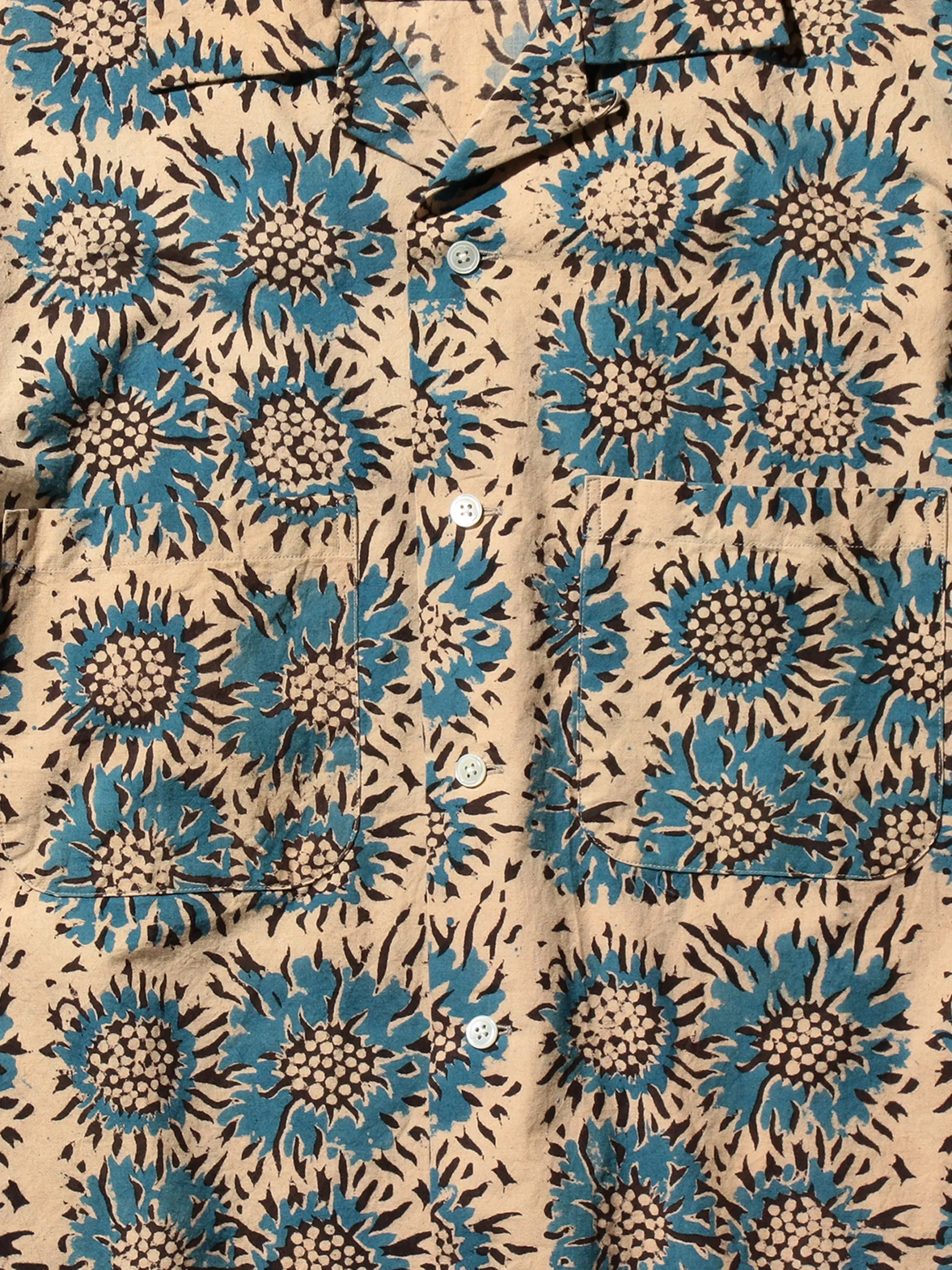 Open Collar Sunflower Block Print Shirt sold by gravitypope product image thumbnail 4
