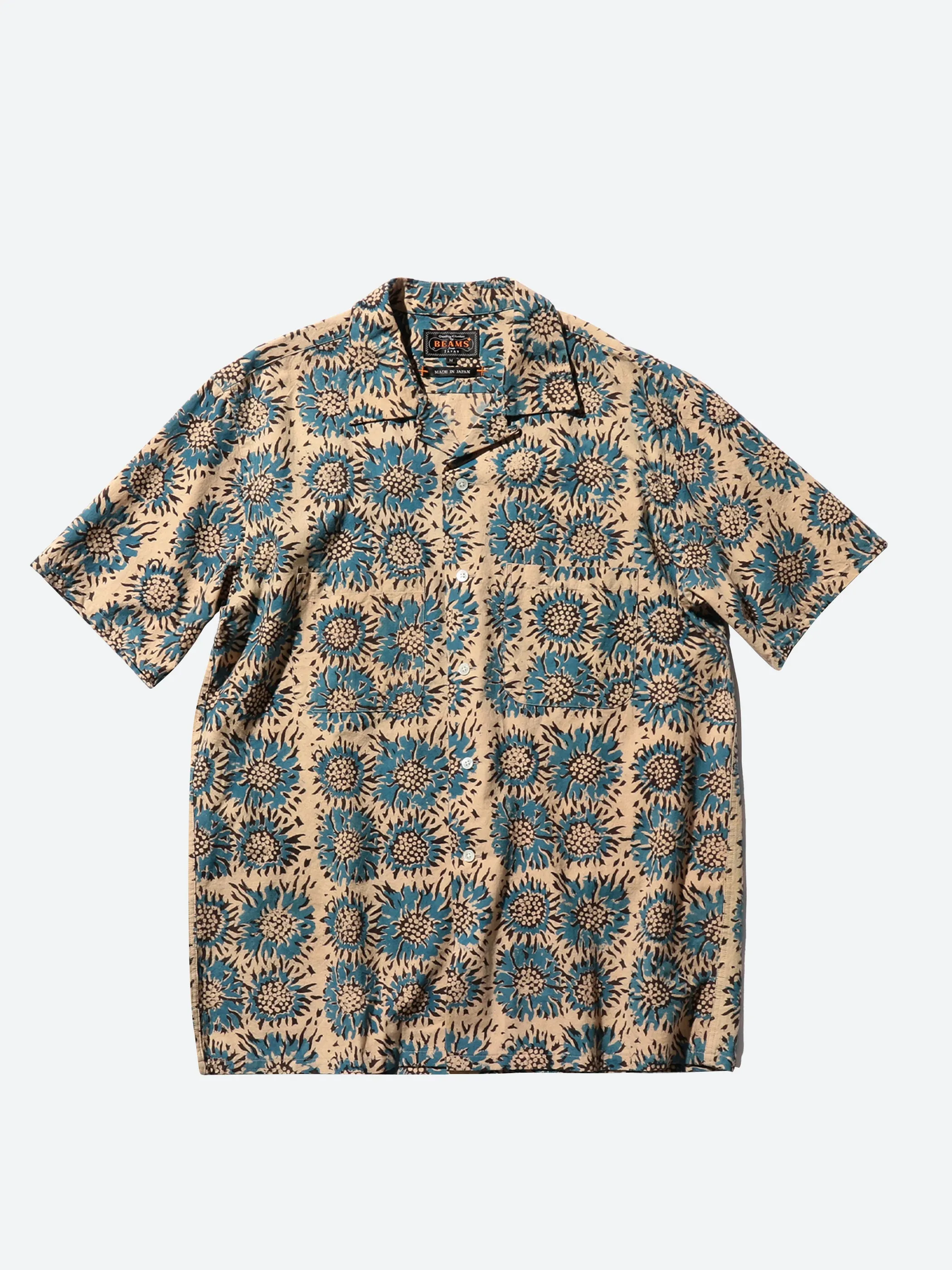 Open Collar Sunflower Block Print Shirt sold by gravitypope