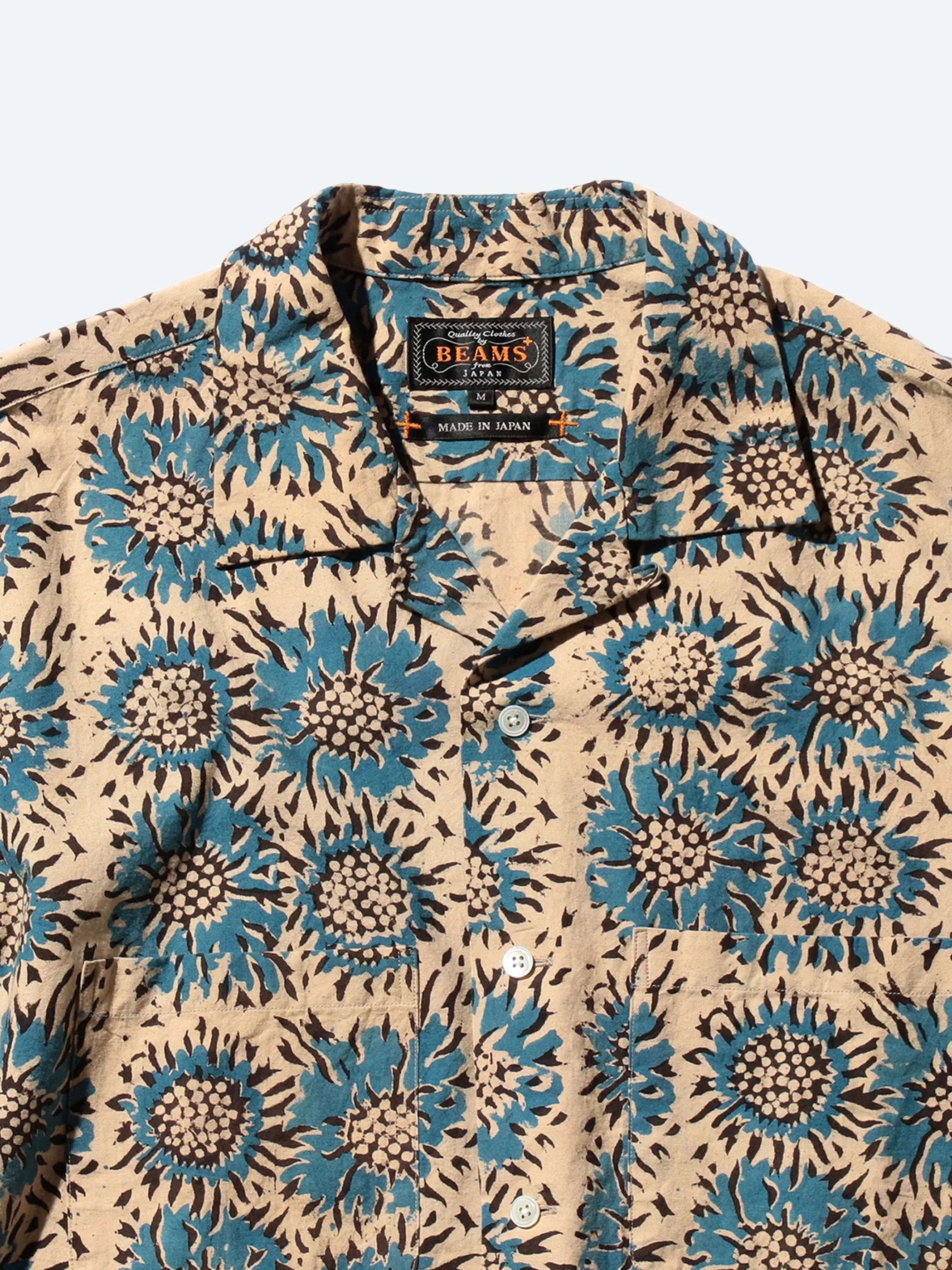 Open Collar Sunflower Block Print Shirt sold by gravitypope product image thumbnail 3