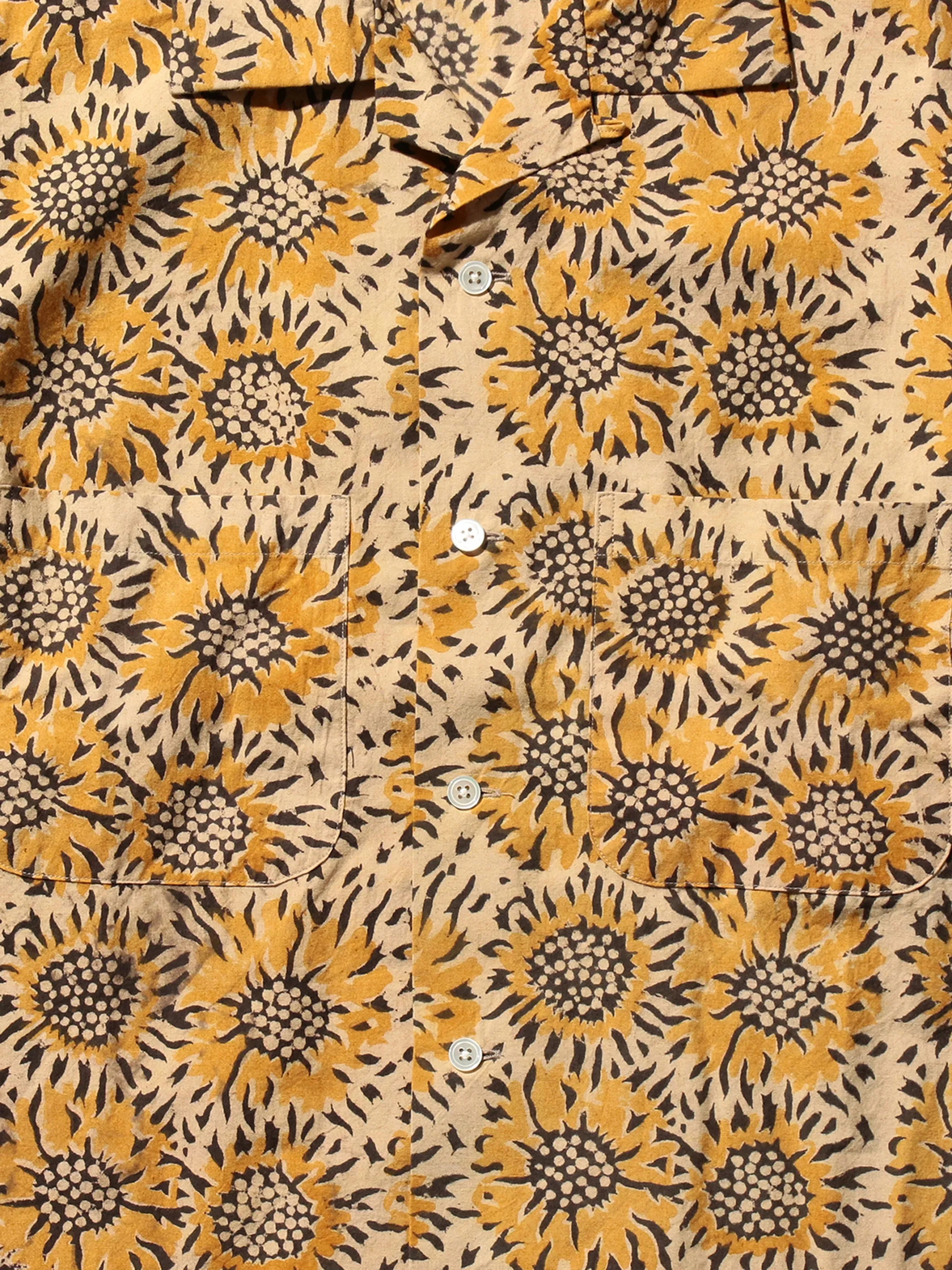 Open Collar Sunflower Block Print Shirt sold by gravitypope product image thumbnail 4