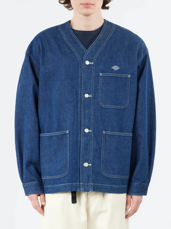 Denim Collarless Jacket sold by gravitypope