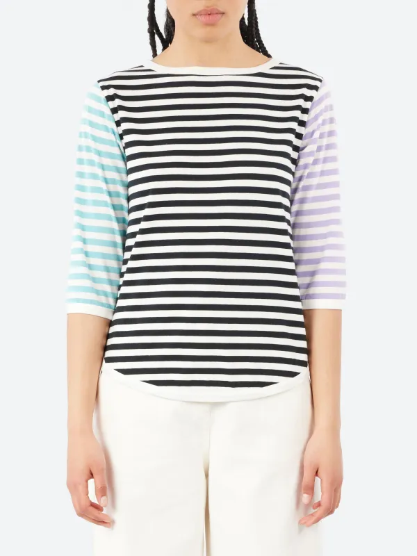 3/4 Sleeve Border Boat Neck sold by gravitypope