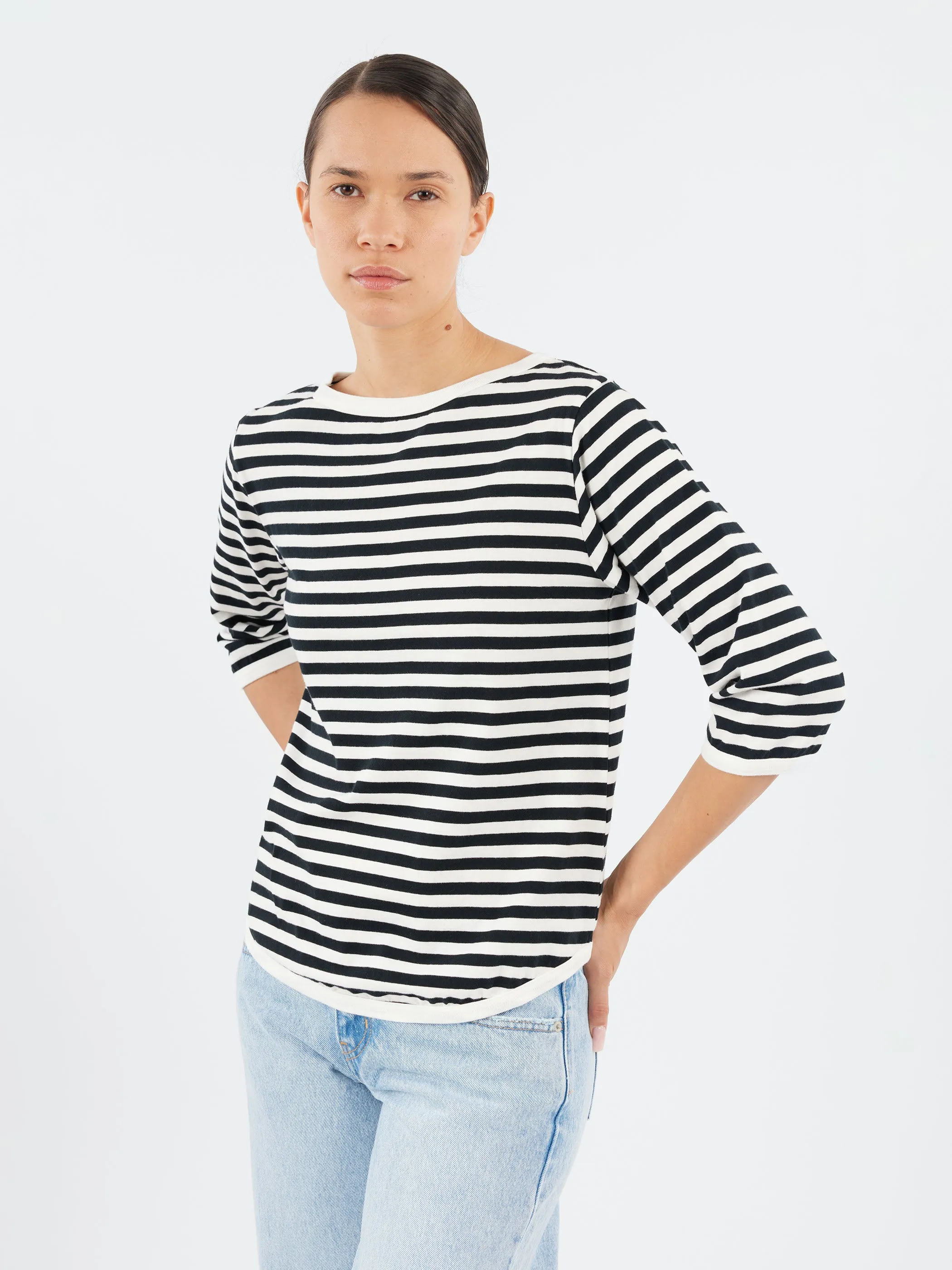 3/4 Sleeve Border Boat Neck sold by gravitypope product image thumbnail 2