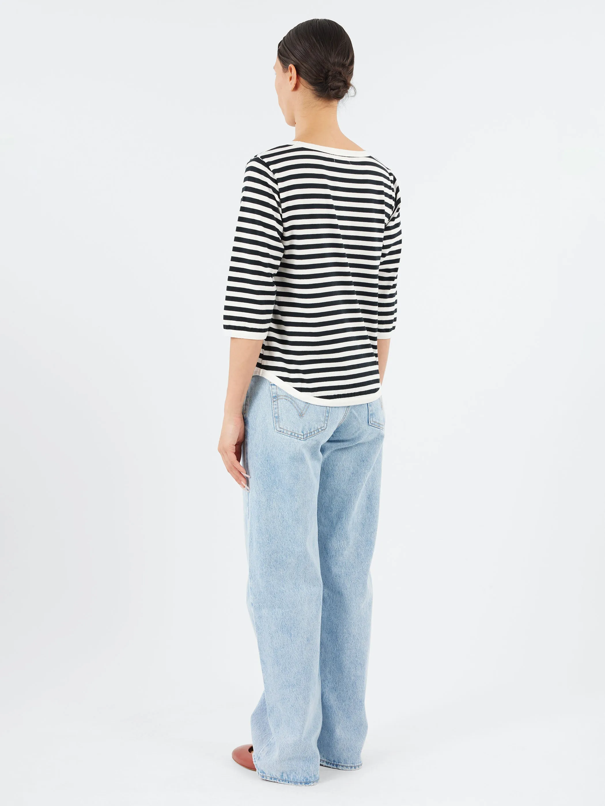 3/4 Sleeve Border Boat Neck sold by gravitypope product image thumbnail 3