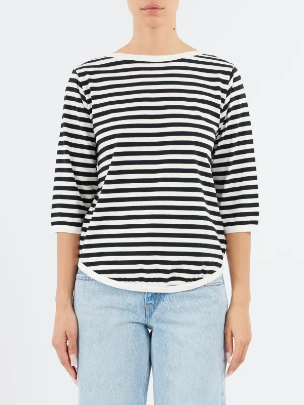 3/4 Sleeve Border Boat Neck sold by gravitypope