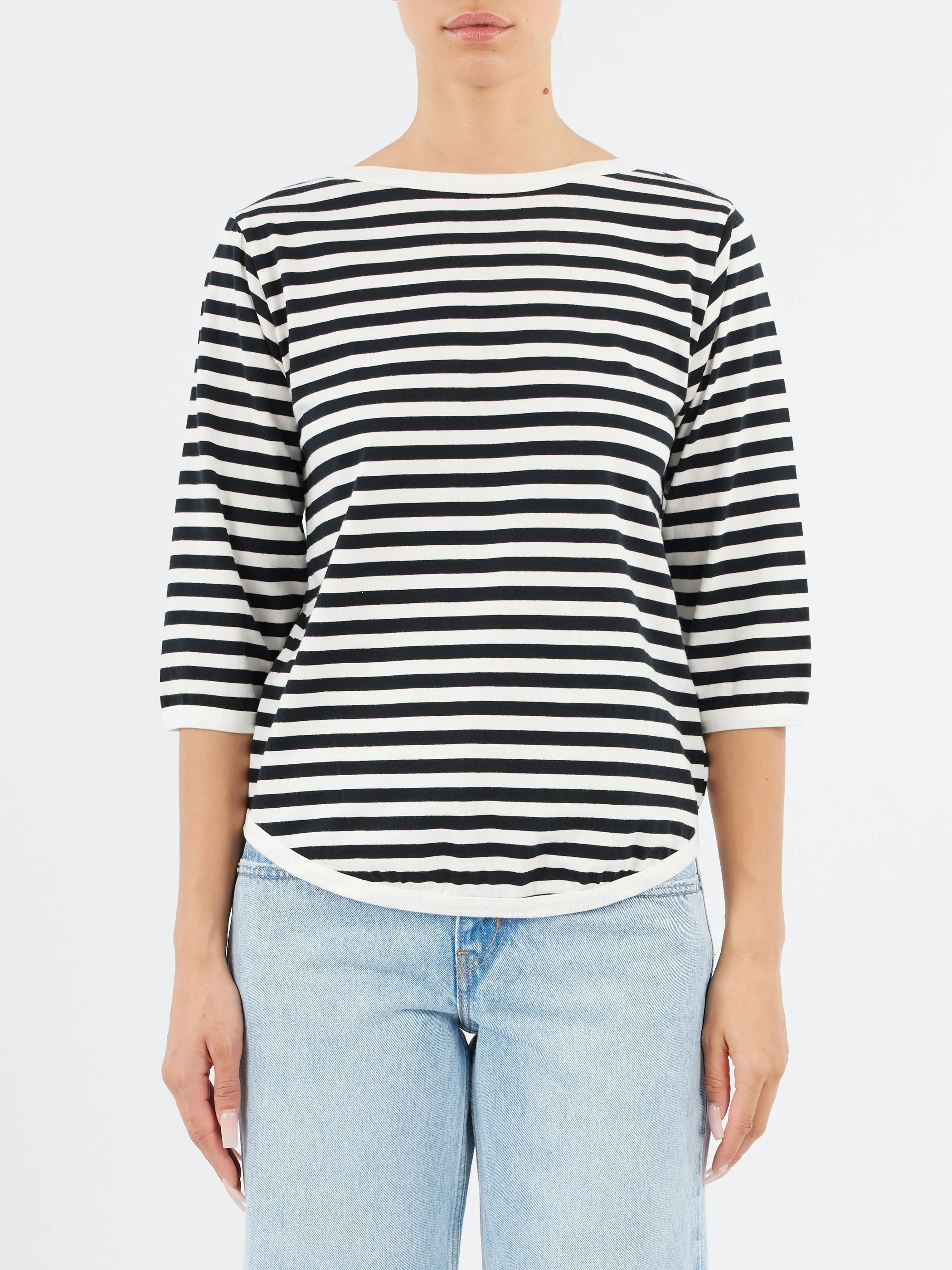 3/4 Sleeve Border Boat Neck sold by gravitypope