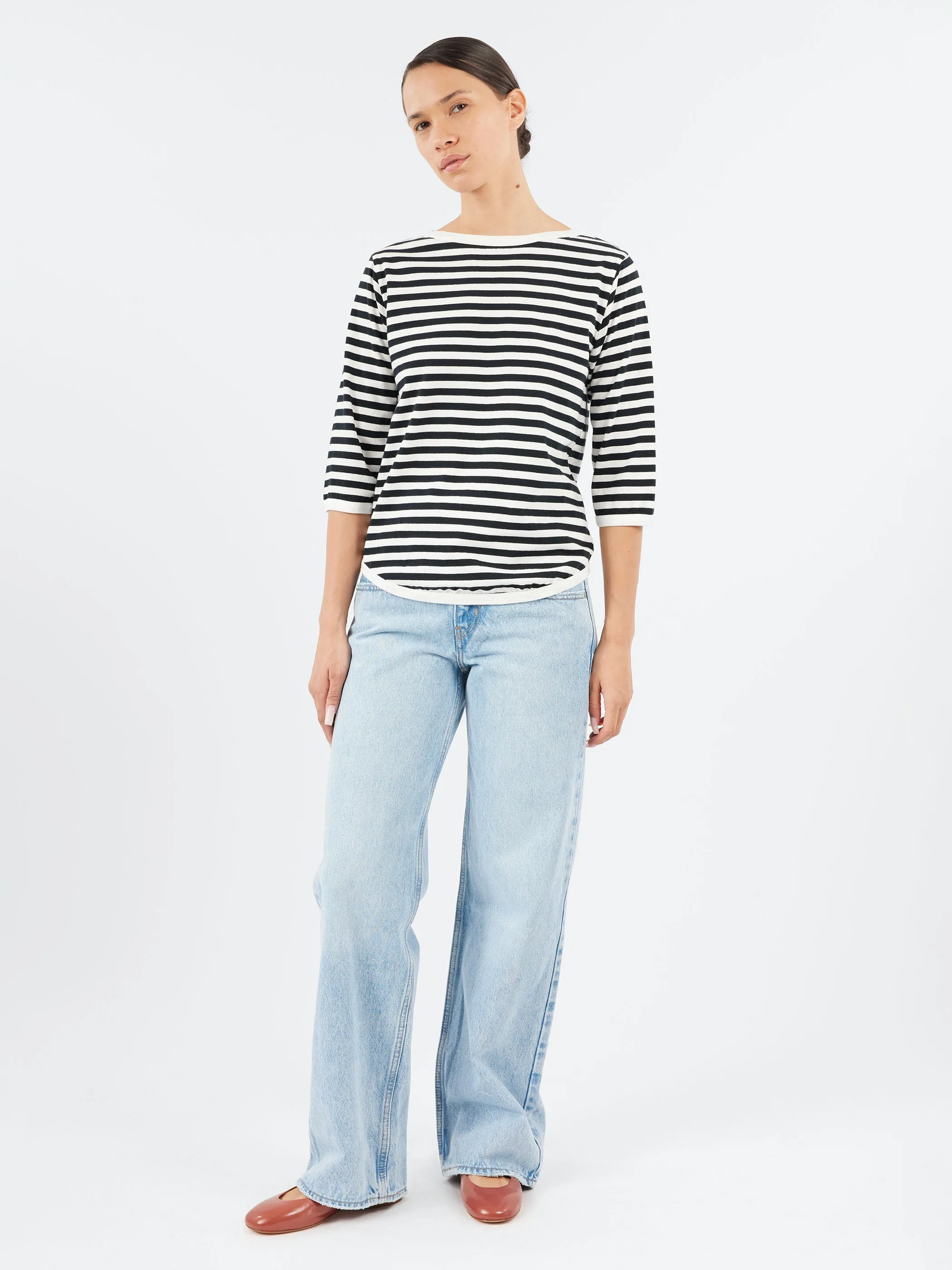 3/4 Sleeve Border Boat Neck sold by gravitypope product image thumbnail 4