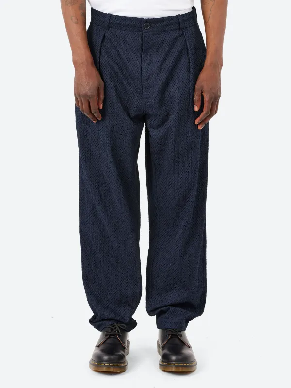 Meyer Lace Tucked Straight Pants made by Blue Blue Japan