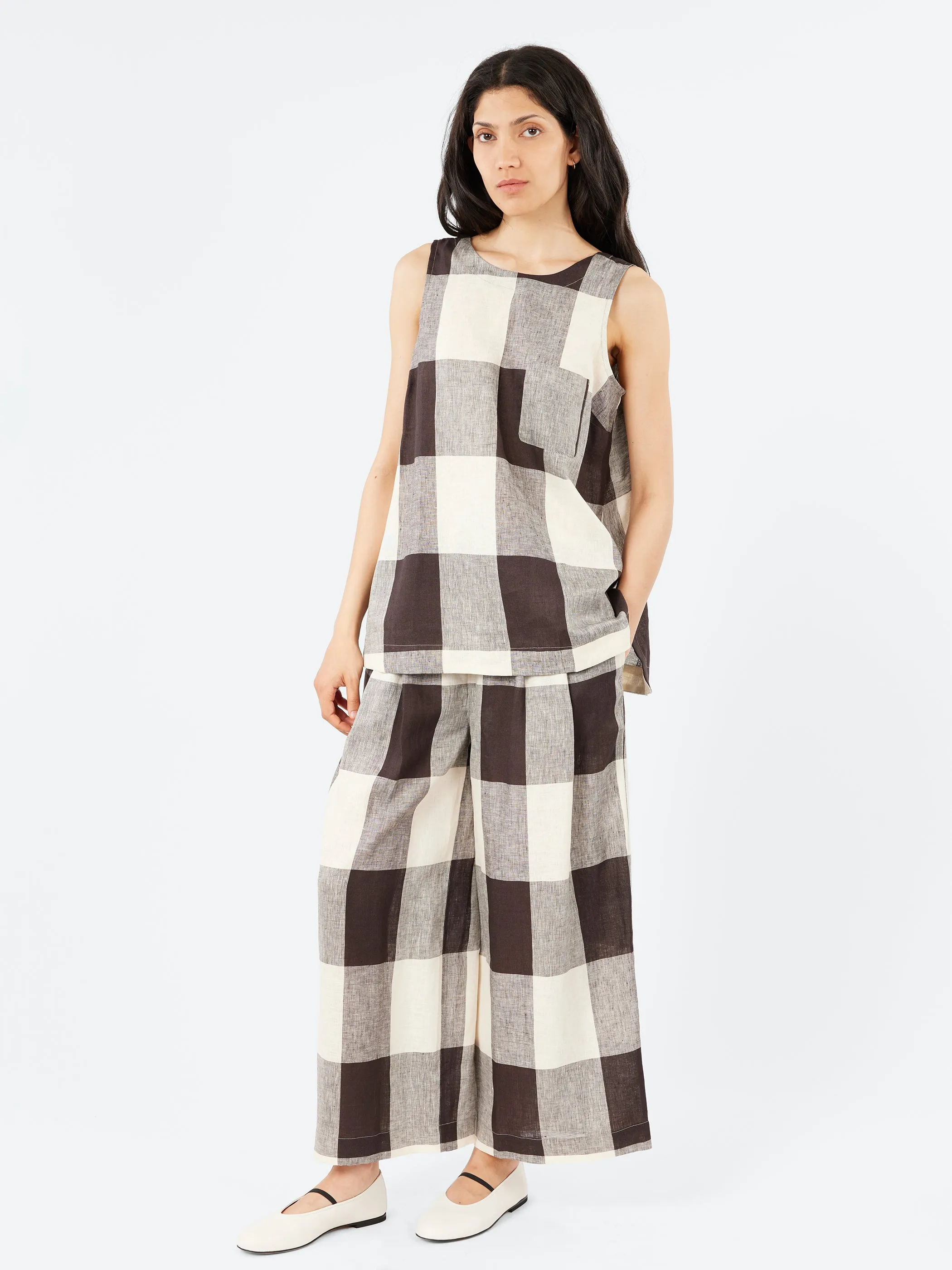 Macro Gingham Lightweight Linen Tank sold by gravitypope product image thumbnail 2