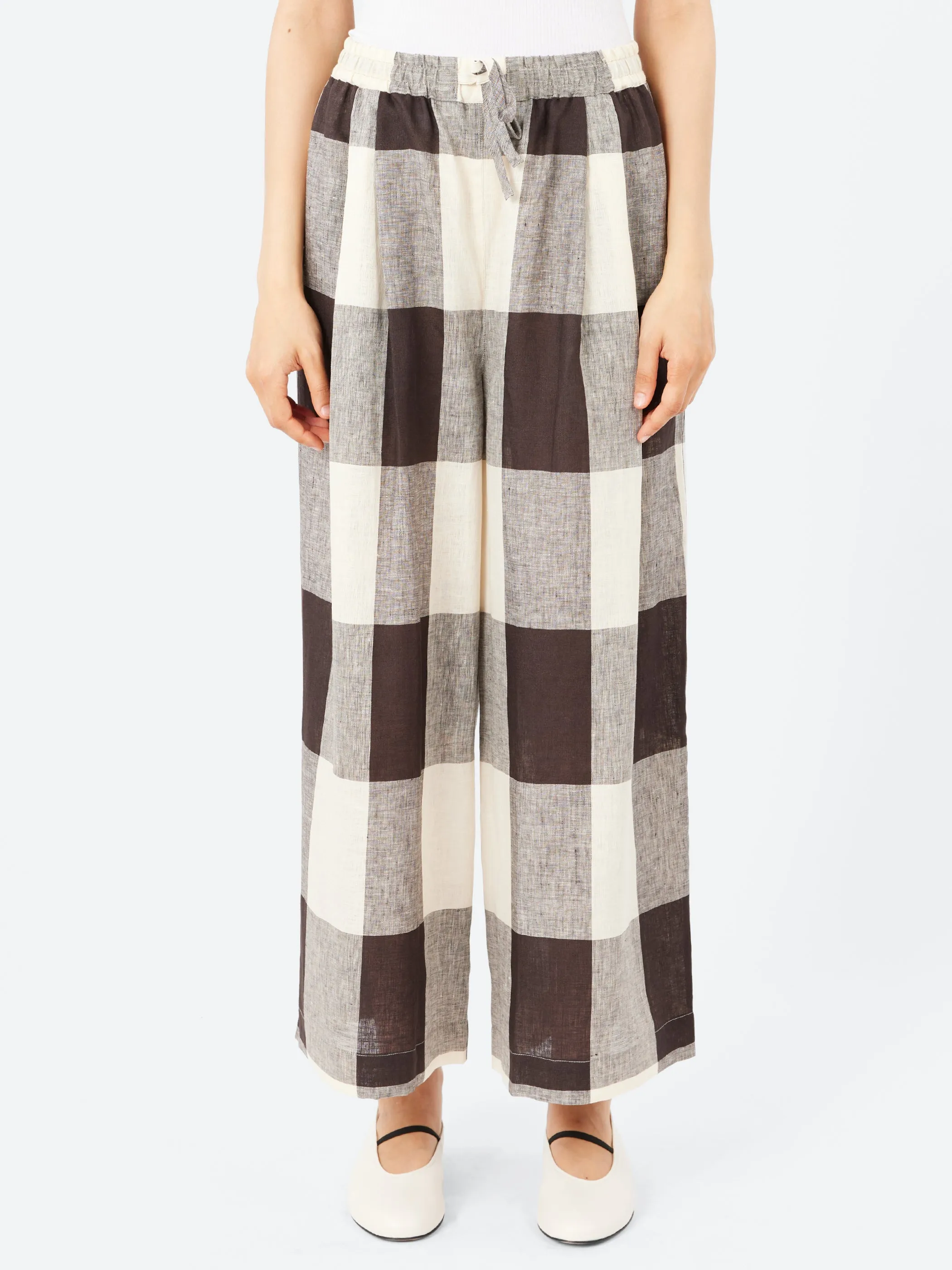 Macro Gingham Lightweight Linen Trousers sold by gravitypope