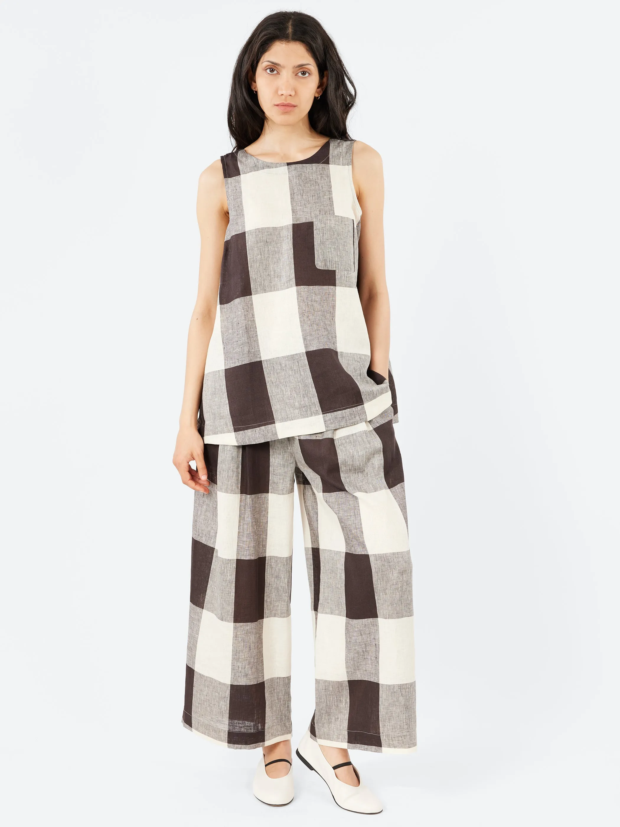 Macro Gingham Lightweight Linen Trousers sold by gravitypope product image thumbnail 2