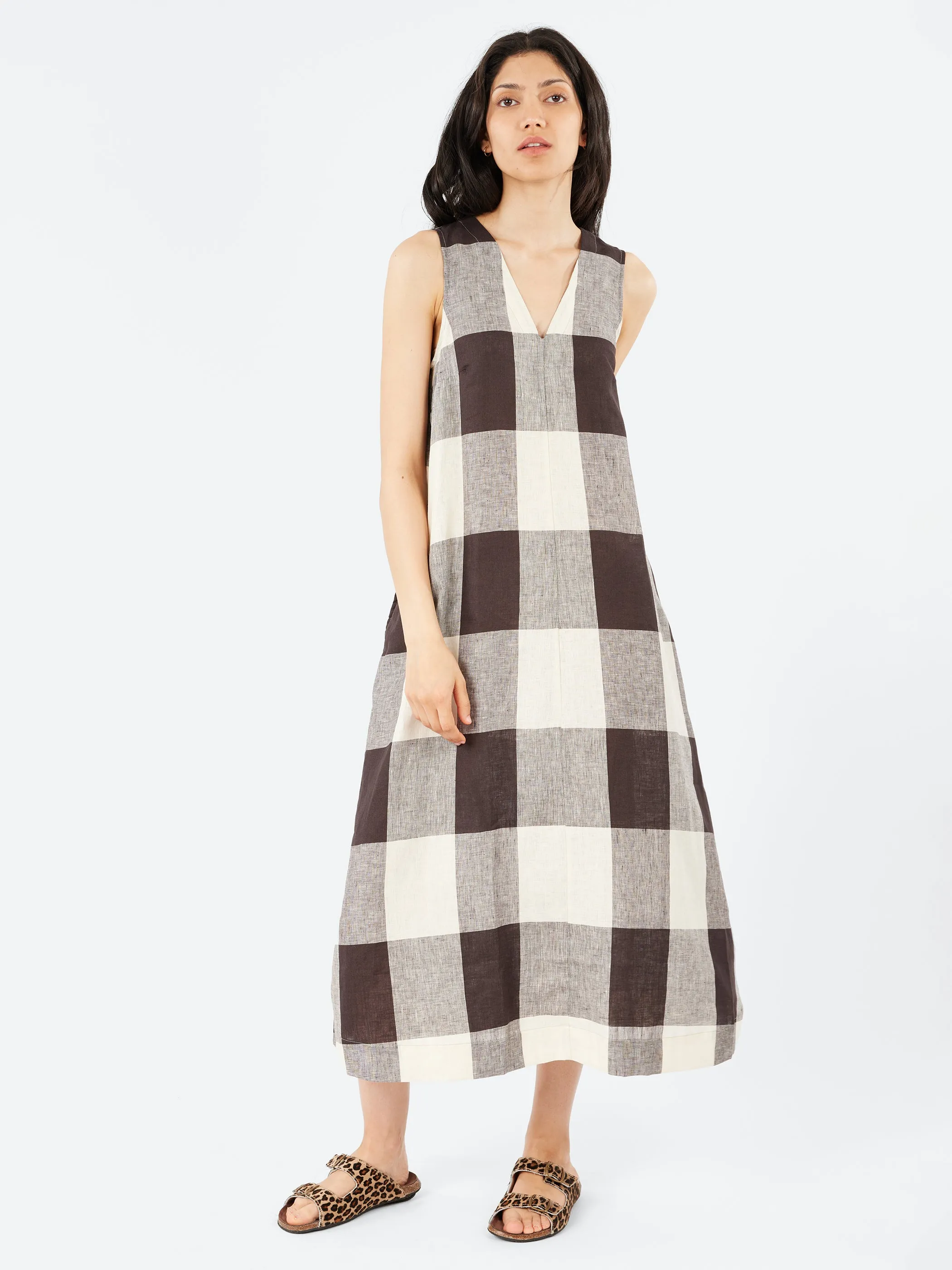 Macro Gingham Lightweight Linen Dress sold by gravitypope product image thumbnail 4